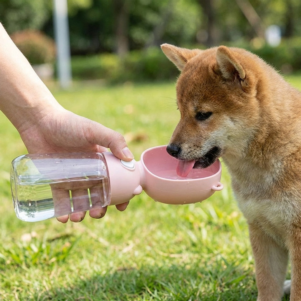 Anna-Kaci Portable Dog Water Bottle with Food Container Travel Pet Water Dispenser Bowl for Dogs
