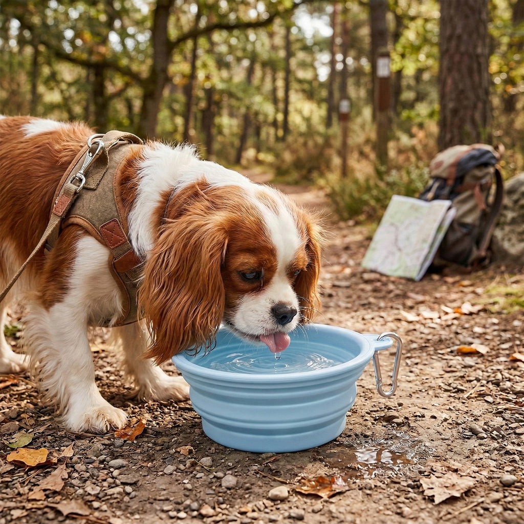 Anna-Kaci Collapsible Dog Travel Bowl with Carabiner Portable Silicone Pet Water and Food Bowl 12 oz