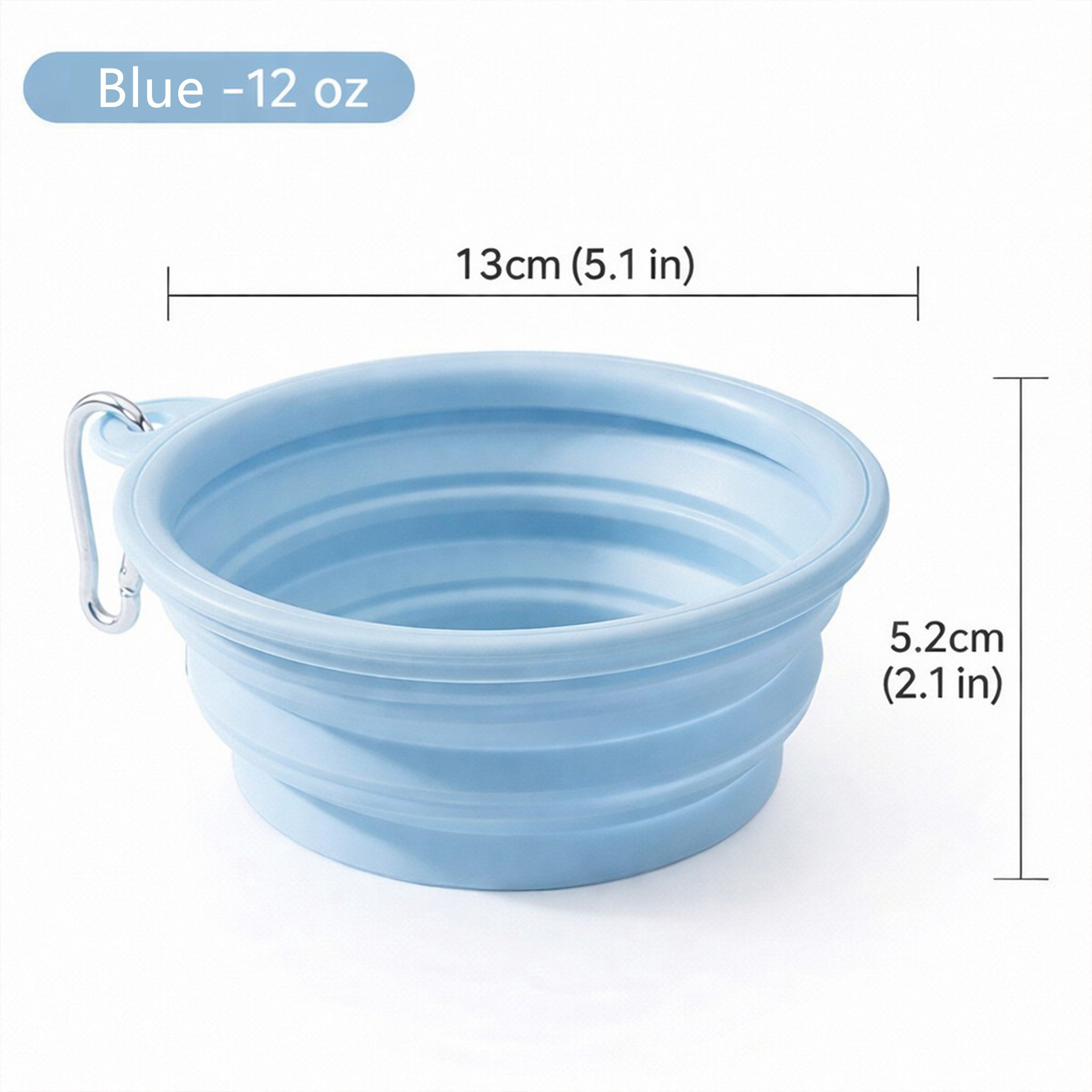 Anna-Kaci Collapsible Dog Travel Bowl with Carabiner Portable Silicone Pet Water and Food Bowl 12 oz