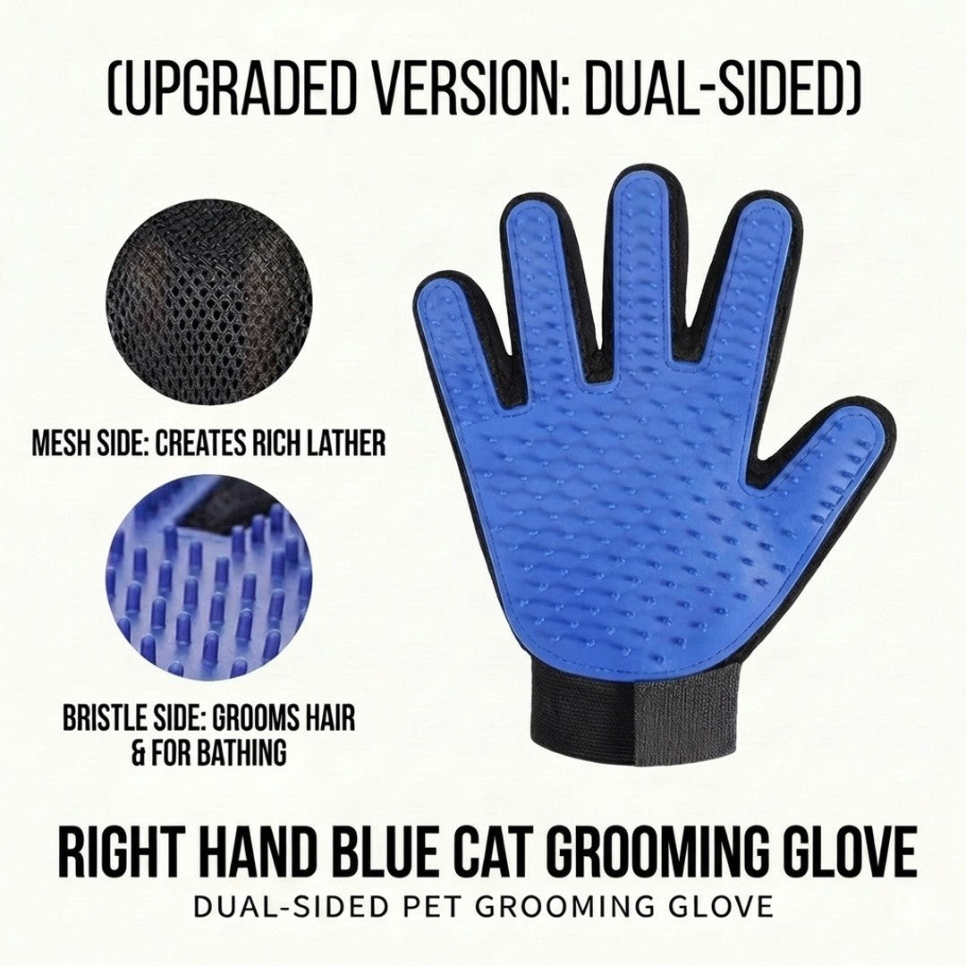 Anna-Kaci Dual Sided Pet Grooming Glove Cat Dog Deshedding Brush Bath Glove Hair Remover
