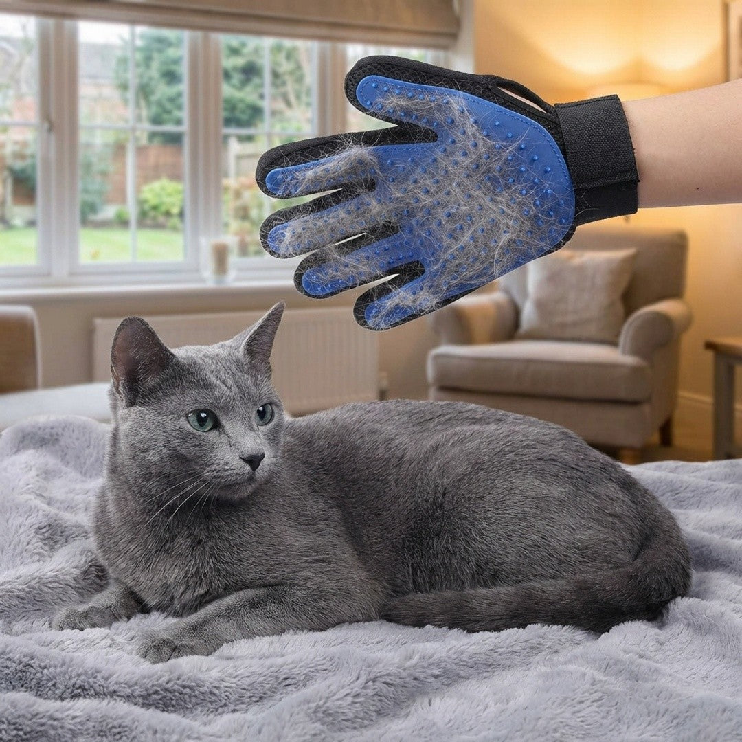 Anna-Kaci Dual Sided Pet Grooming Glove Cat Dog Deshedding Brush Bath Glove Hair Remover