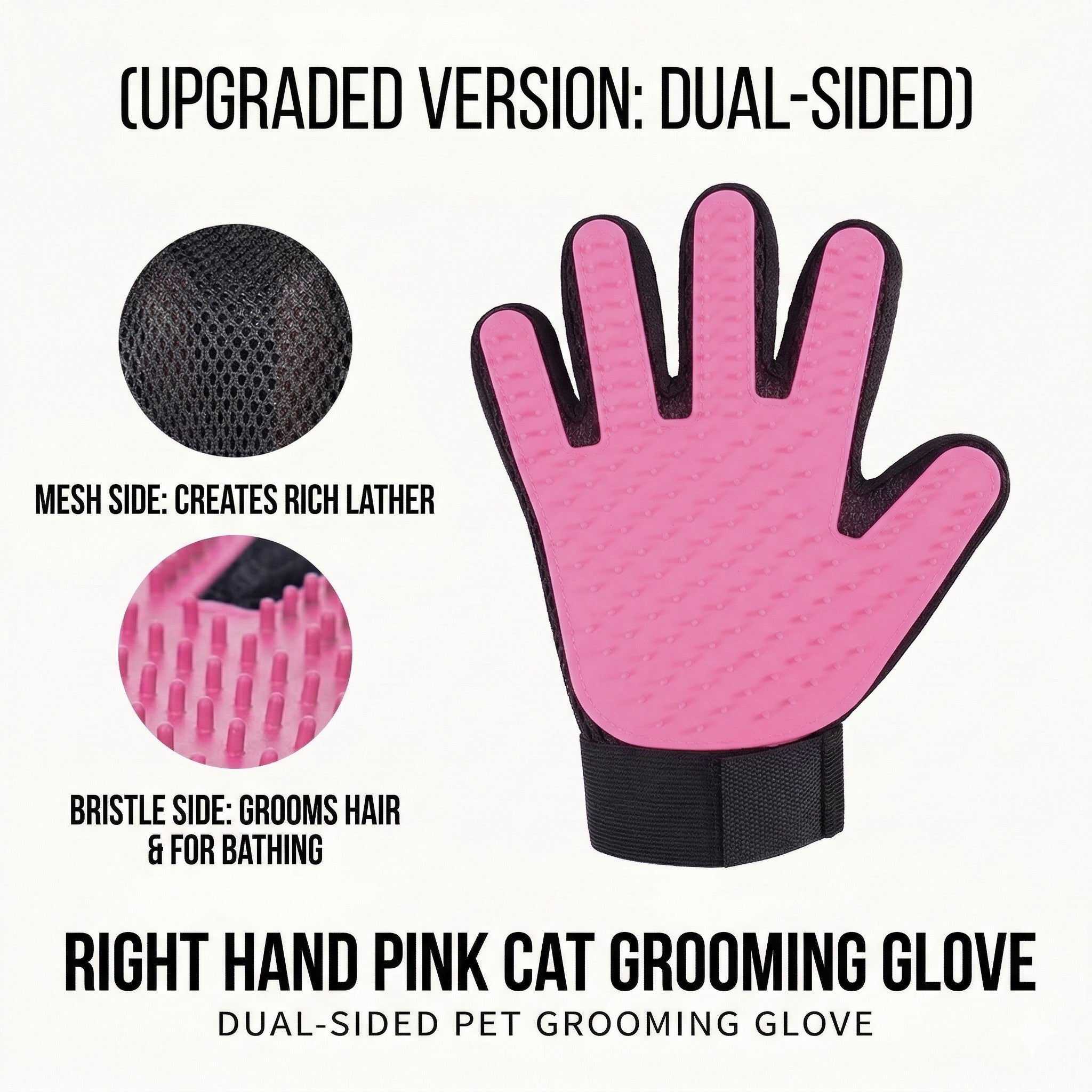 Anna-Kaci Dual Sided Pet Grooming Glove Cat Dog Deshedding Brush Bath Glove Hair Remover