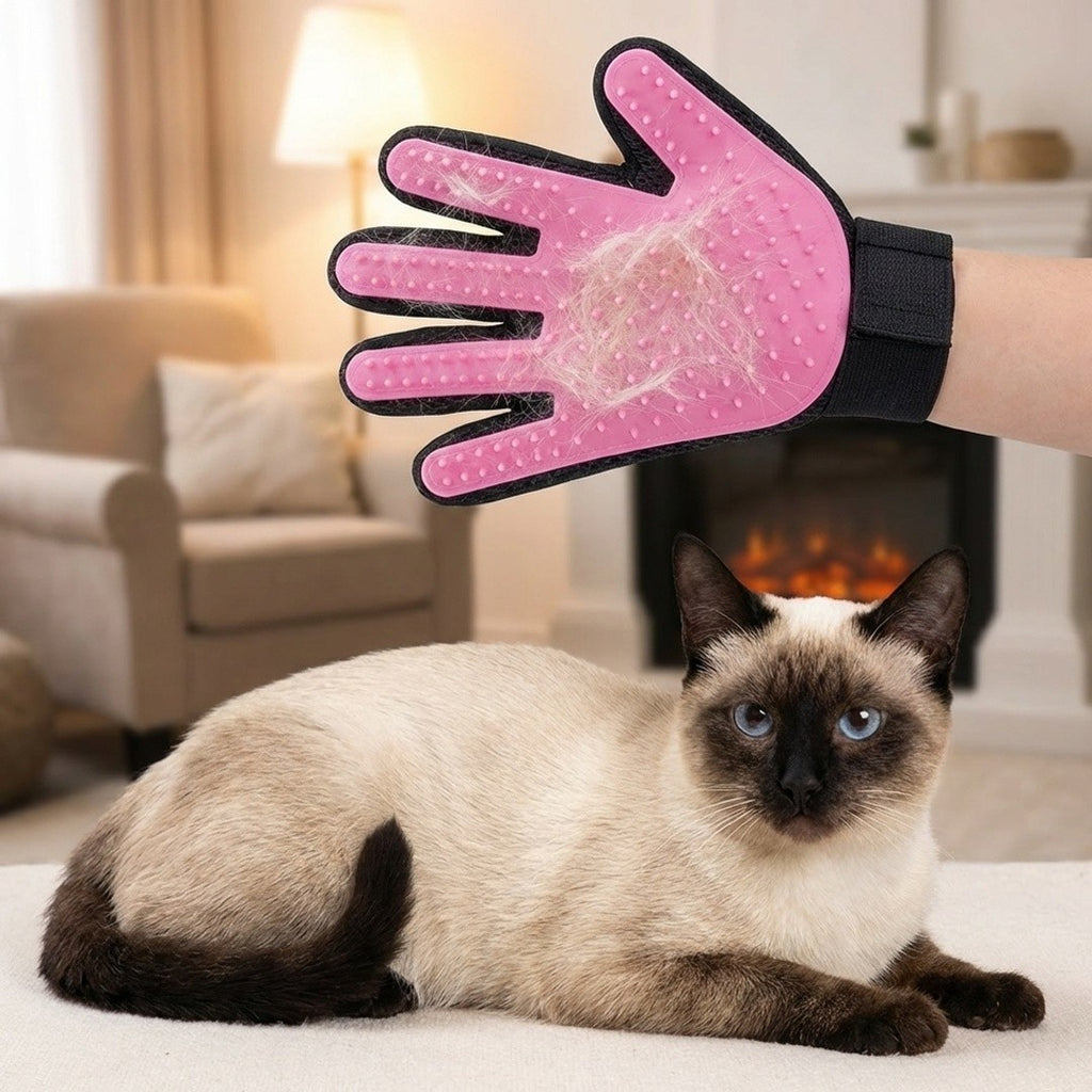Anna-Kaci Dual Sided Pet Grooming Glove Cat Dog Deshedding Brush Bath Glove Hair Remover