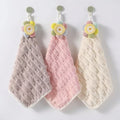 Anna-Kaci 3 Pack Coral Fleece Hanging Hand Towels Absorbent Kitchen Bathroom Quick Dry Cleaning Towels