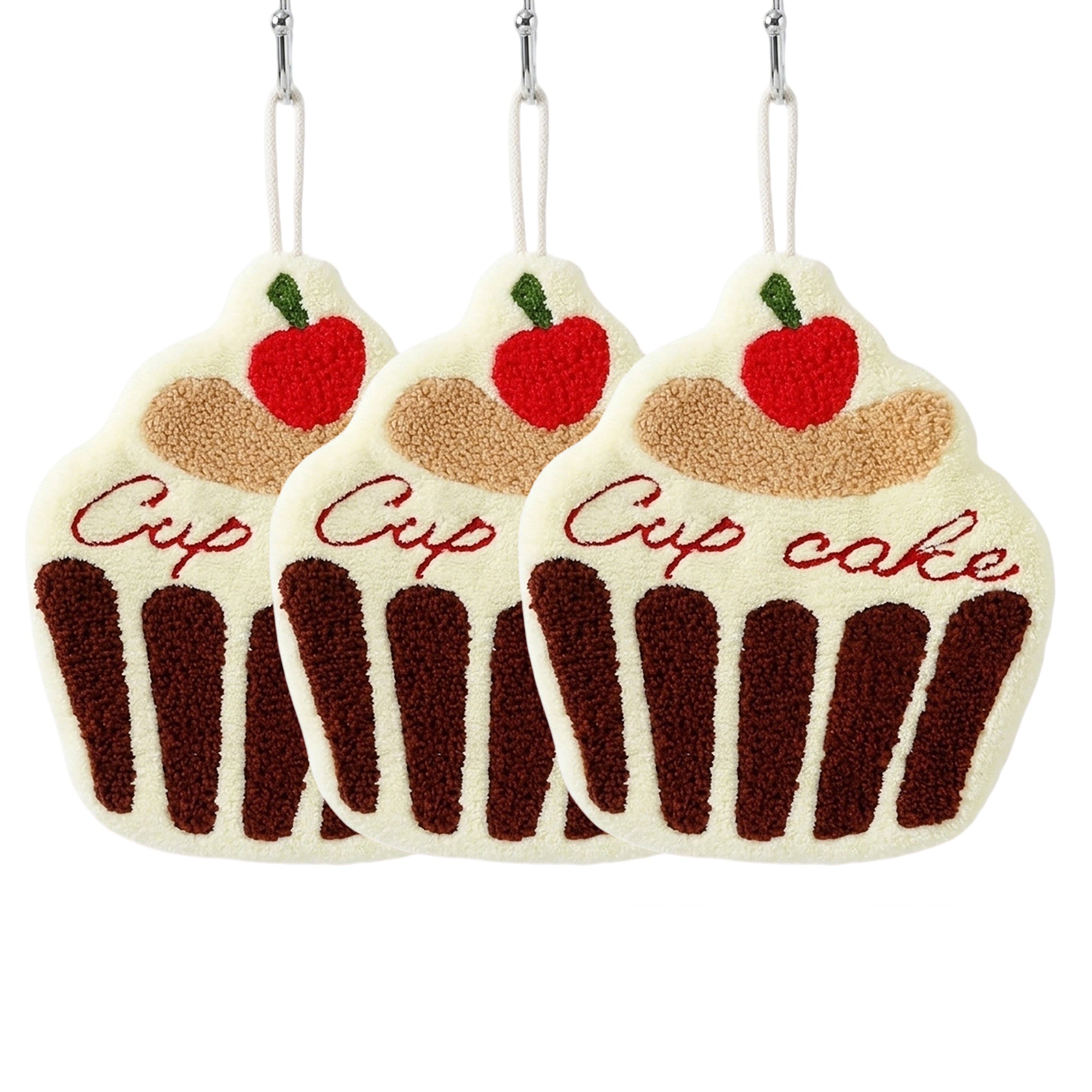 Anna-Kaci 3 Pack Hanging Hand Towels Cute Cake Design Soft Absorbent Kitchen Bathroom Hand Towels