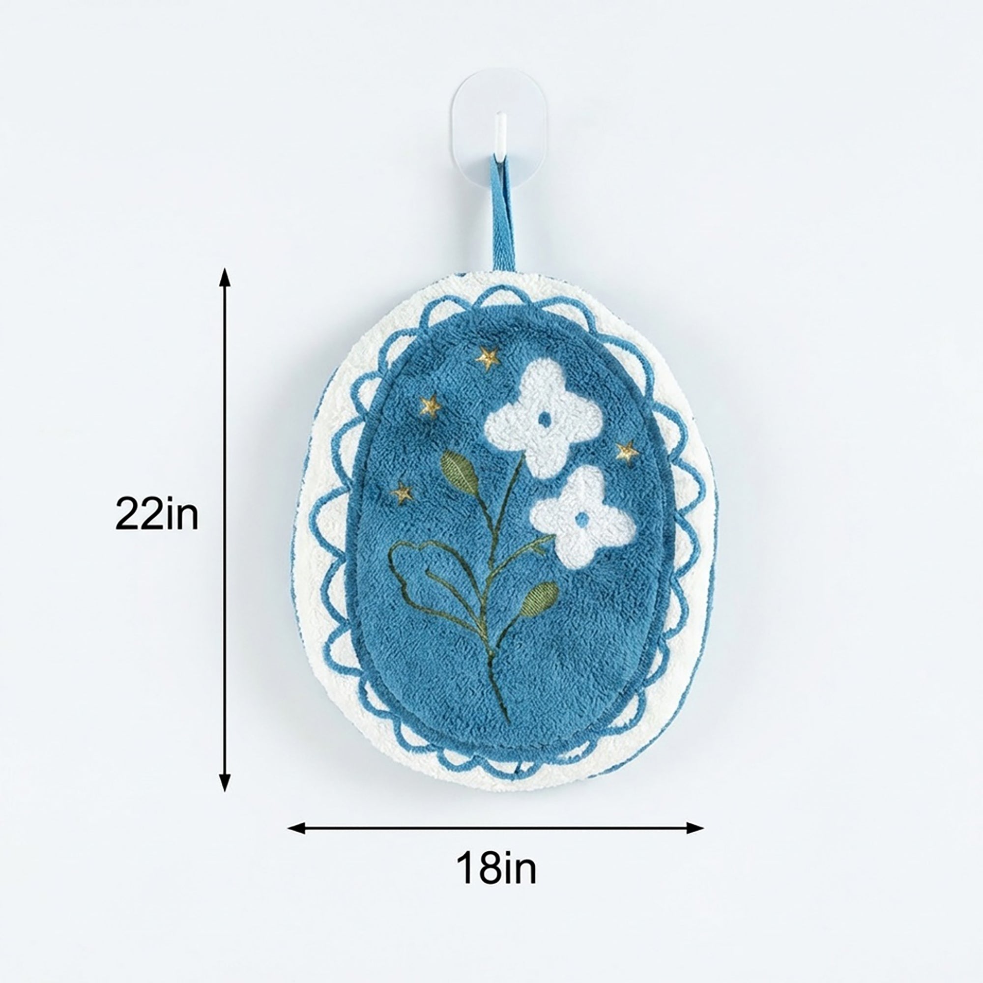 Anna-Kaci 2 Pack Coral Fleece Hanging Hand Towels Floral Design Soft Kitchen Bathroom Hand Towels
