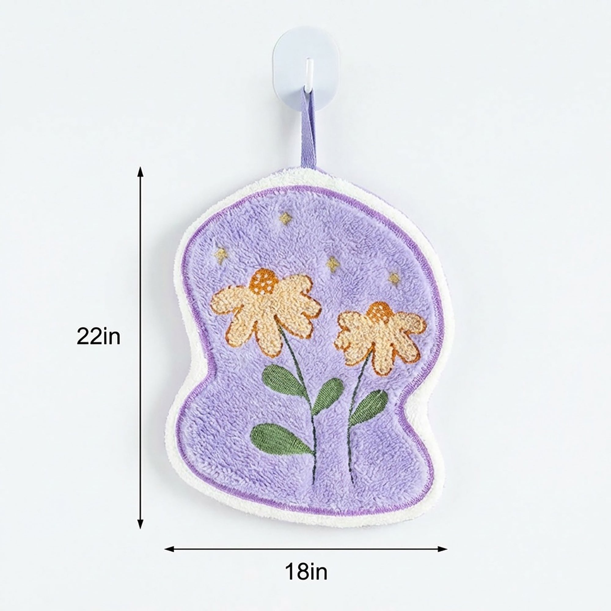 Anna-Kaci 2 Pack Coral Fleece Hanging Hand Towels Floral Design Soft Kitchen Bathroom Hand Towels