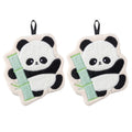 Anna-Kaci 2 Pack Coral Fleece Hand Towels Cute Panda Design Soft Absorbent Kitchen Bathroom Quick Dry