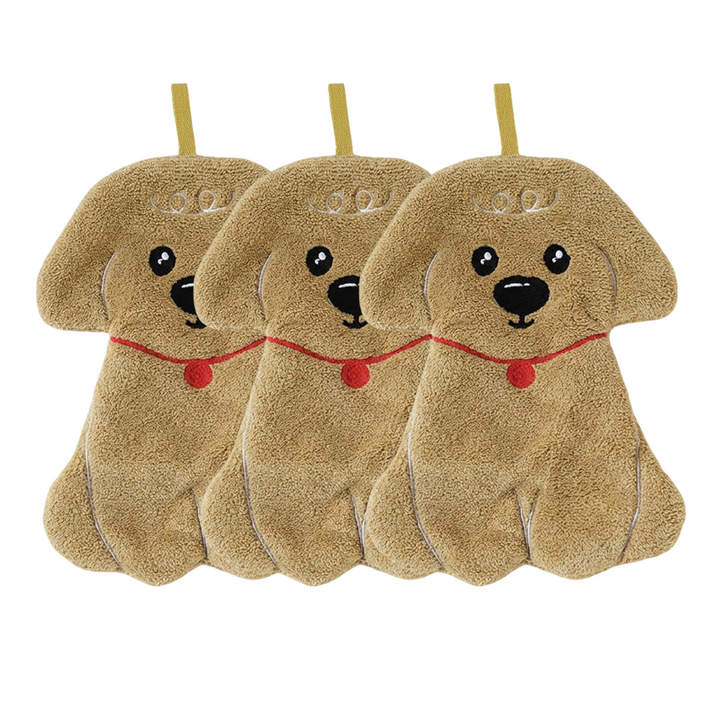 Anna-Kaci 3 Pack Coral Fleece Hanging Hand Towels Soft Absorbent Kitchen Bathroom Hand Towels