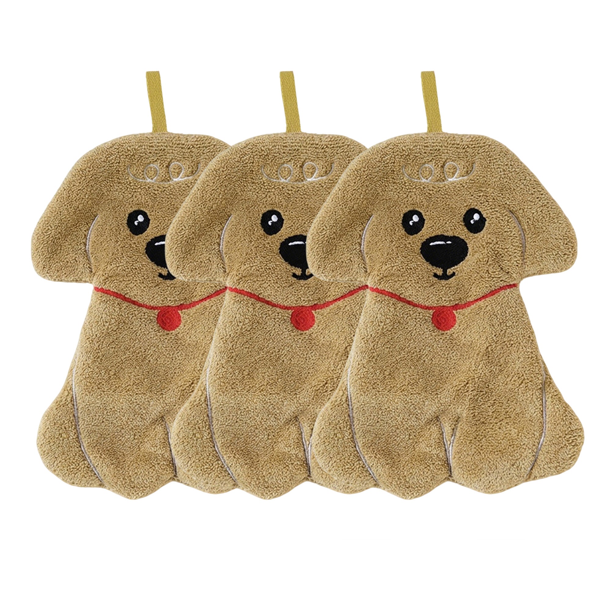 Anna-Kaci 3 Pack Coral Fleece Hanging Hand Towels Soft Absorbent Kitchen Bathroom Hand Towels