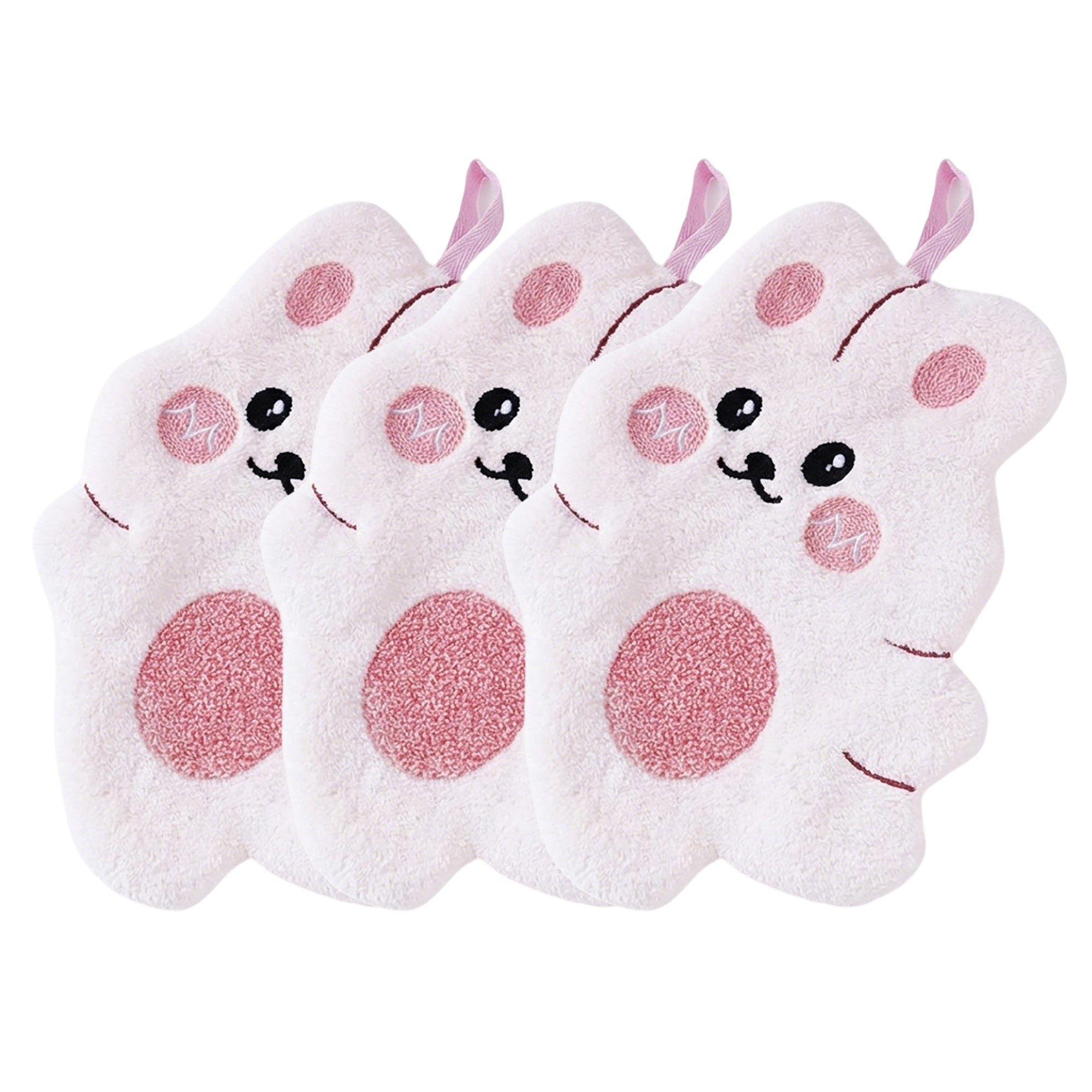 Anna-Kaci 3 Pack Coral Fleece Hanging Hand Towels Soft Absorbent Kitchen Bathroom Hand Towels