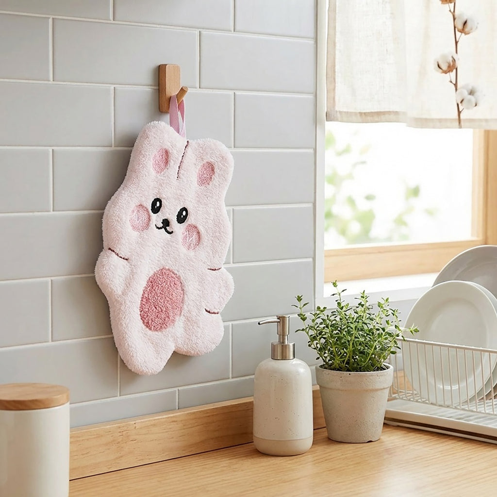 Anna-Kaci 3 Pack Coral Fleece Hanging Hand Towels Soft Absorbent Kitchen Bathroom Hand Towels