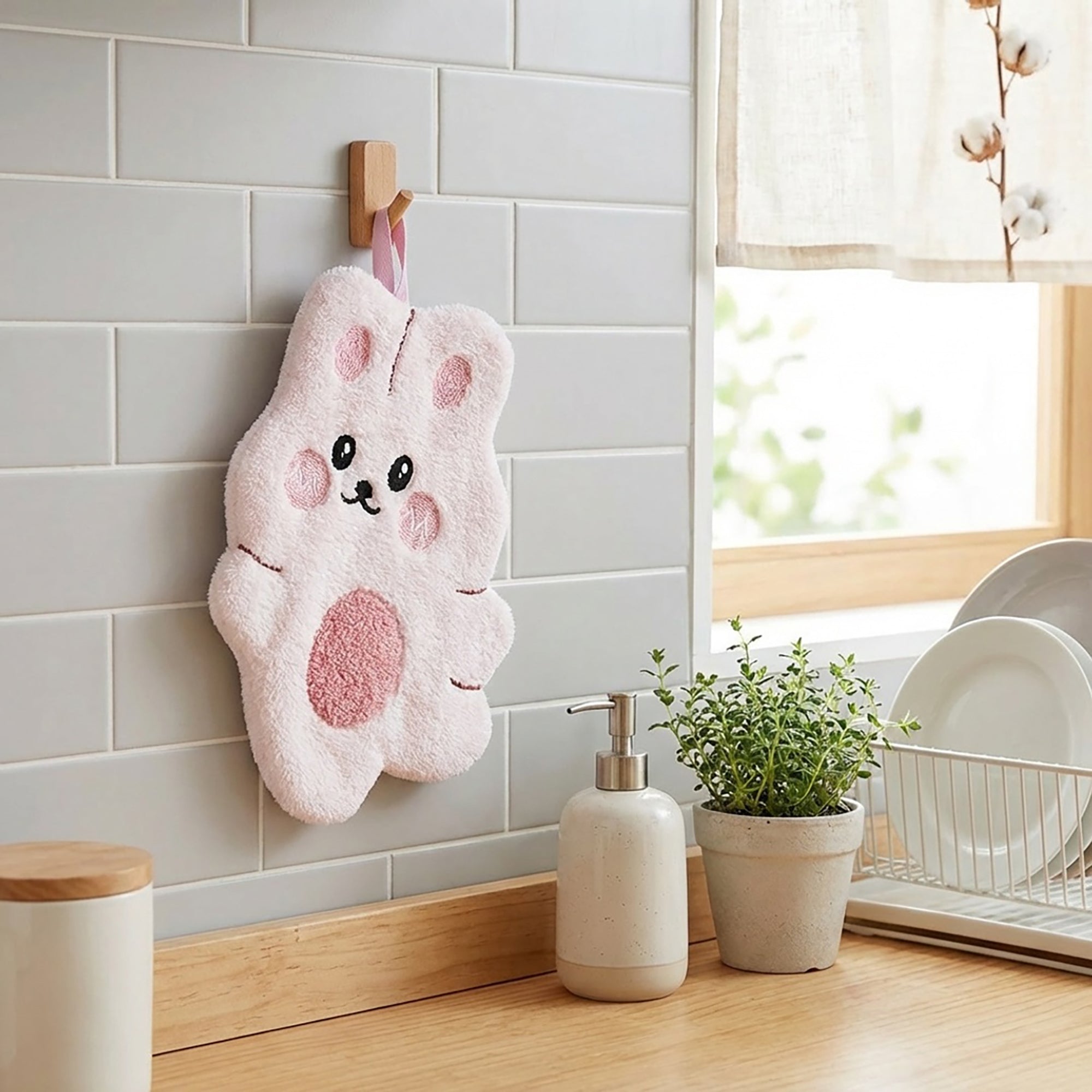 Anna-Kaci 3 Pack Coral Fleece Hanging Hand Towels Soft Absorbent Kitchen Bathroom Hand Towels