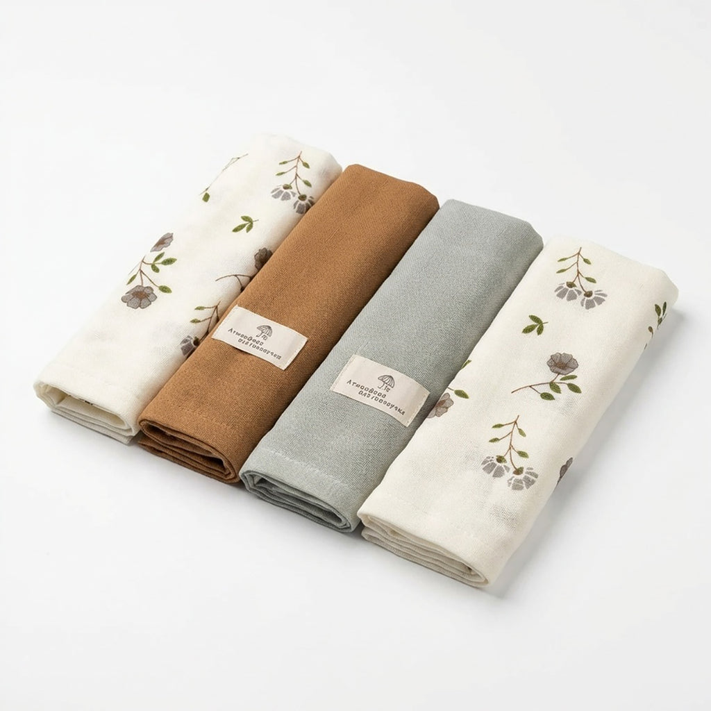 Anna-Kaci 4 Pack Cotton Towels Set Soft Absorbent Decorative Kitchen Bathroom Towels