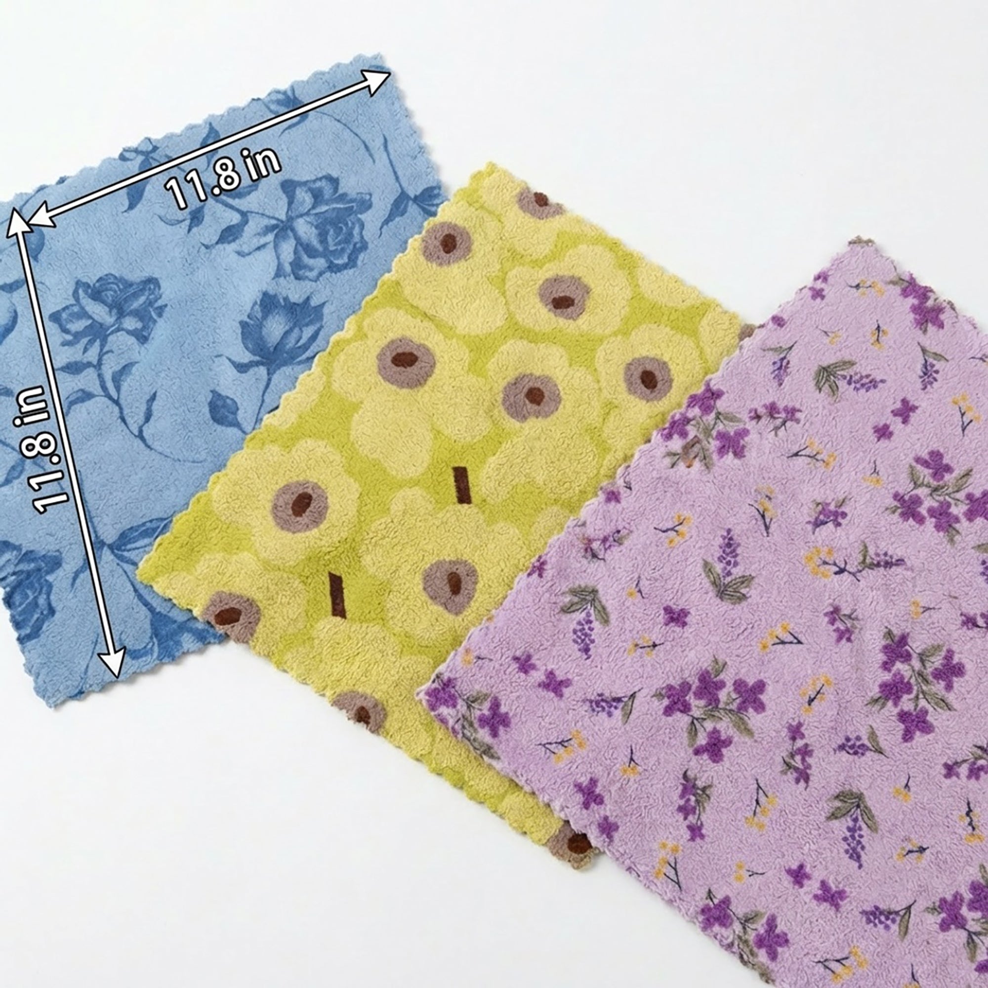 Anna-Kaci 3 Pack Microfiber Kitchen Cleaning Cloths Soft Absorbent Reusable Dish Cloths for Kitchen Cleaning