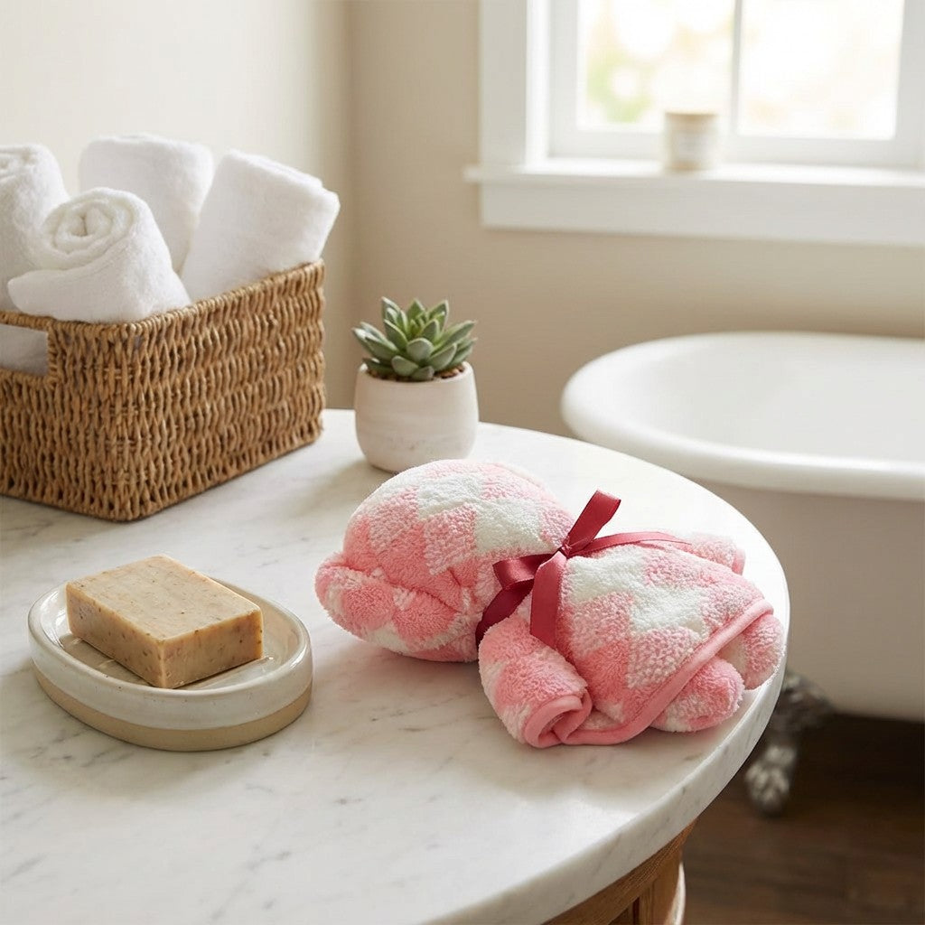 Anna-Kaci Bear Shaped Hand Towel 29 Inch Soft Plush Bathroom Towel Gift Ready Design