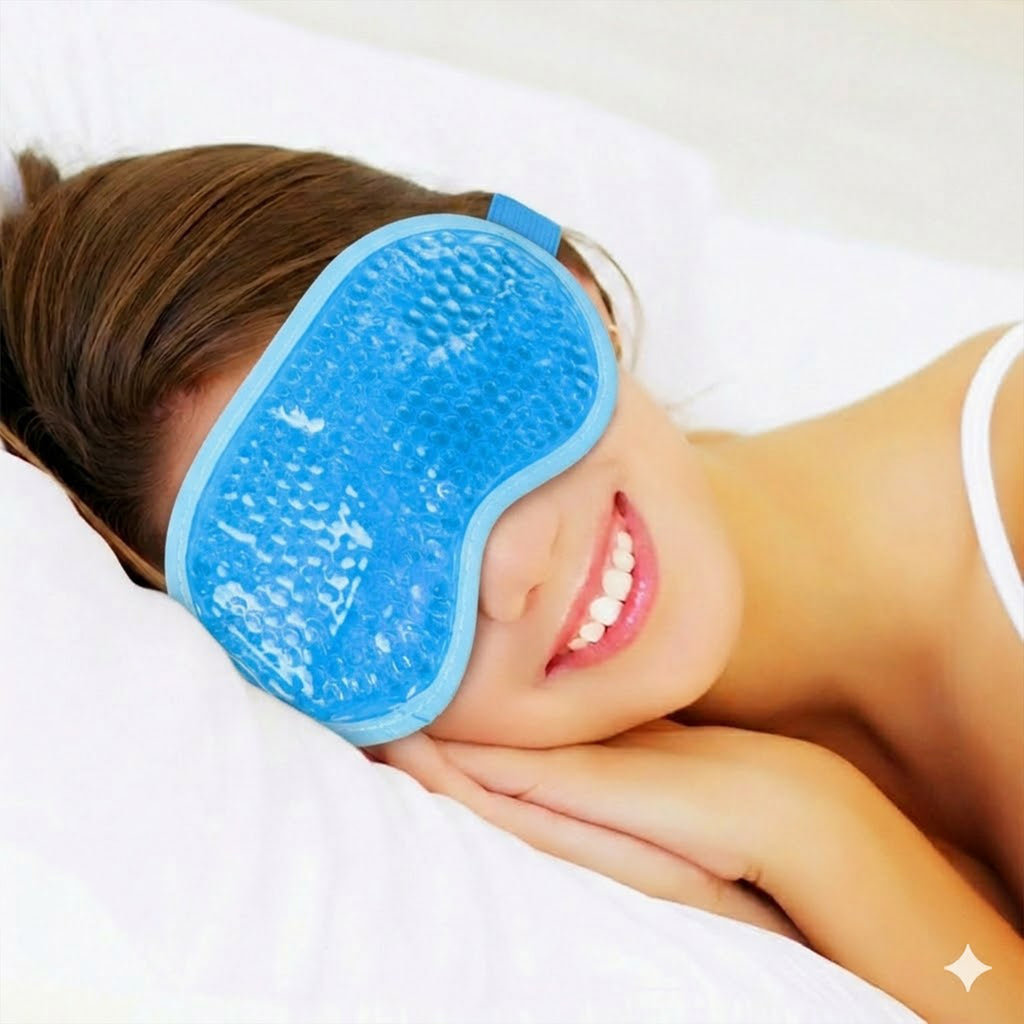 Anna-Kaci Reusable Gel Bead Eye Mask Hot and Cold Compress PVC Eye Cover with Adjustable Strap