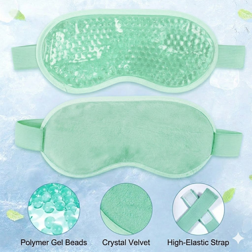 Anna-Kaci Reusable Gel Bead Eye Mask Hot and Cold Compress PVC Eye Cover with Adjustable Strap