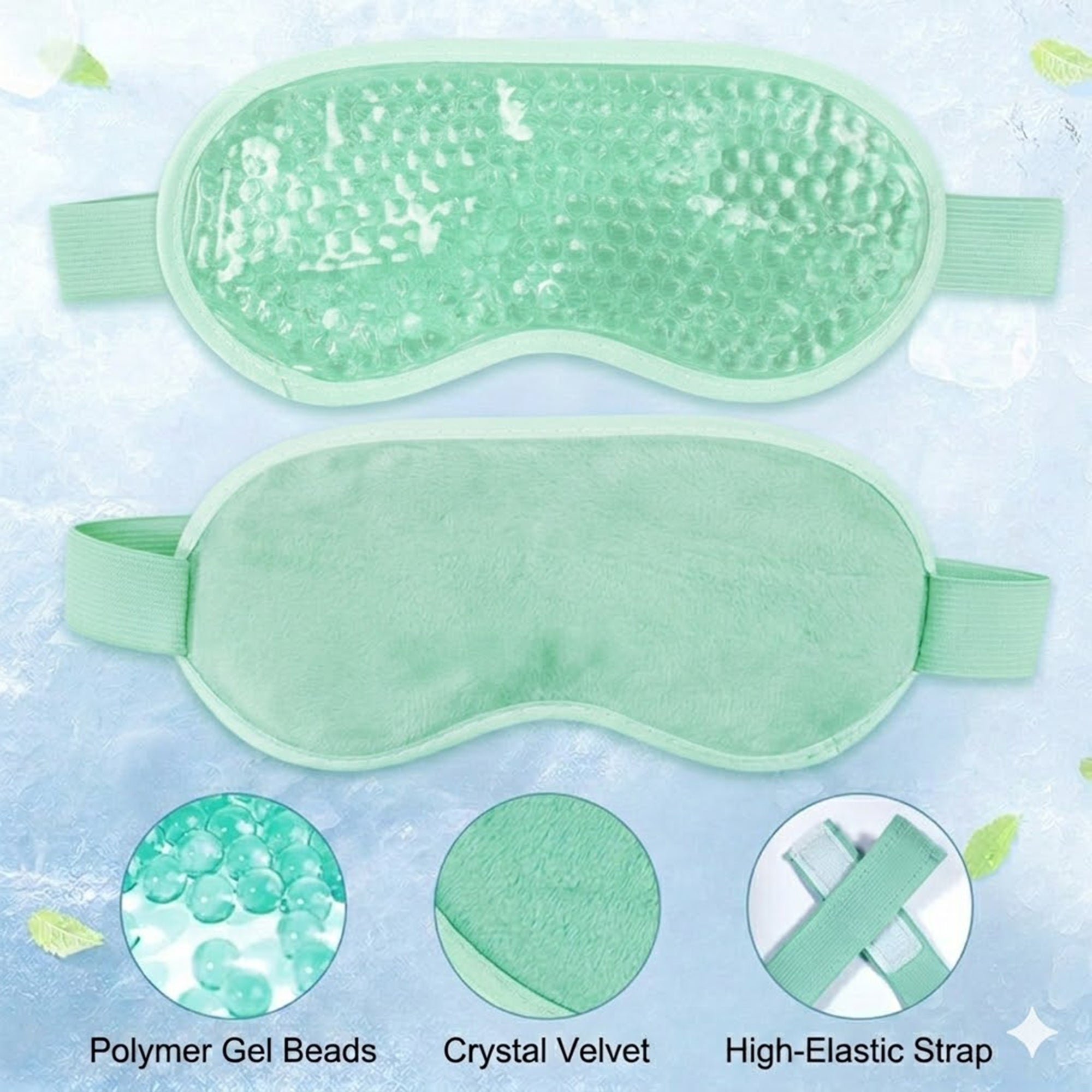 Anna-Kaci Reusable Gel Bead Eye Mask Hot and Cold Compress PVC Eye Cover with Adjustable Strap