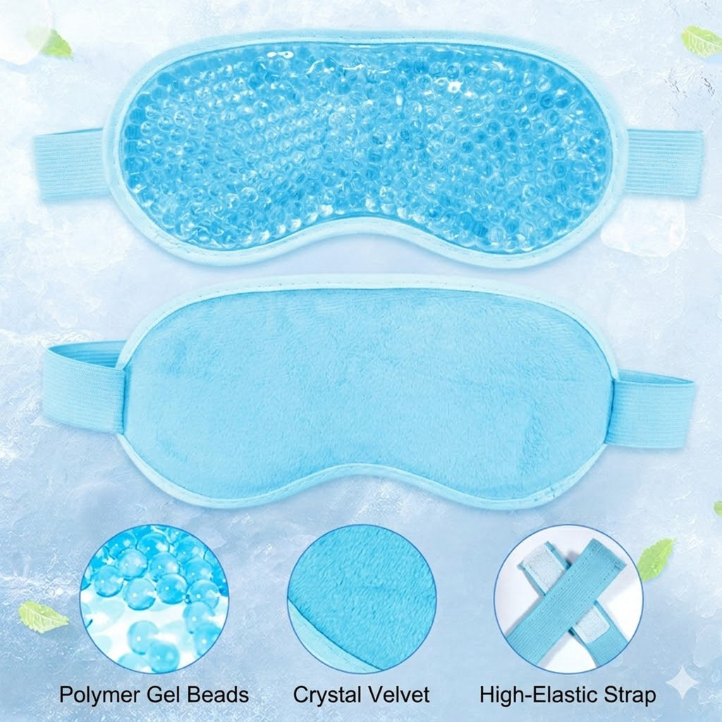 Anna-Kaci Reusable Gel Bead Eye Mask Hot and Cold Compress PVC Eye Cover with Adjustable Strap