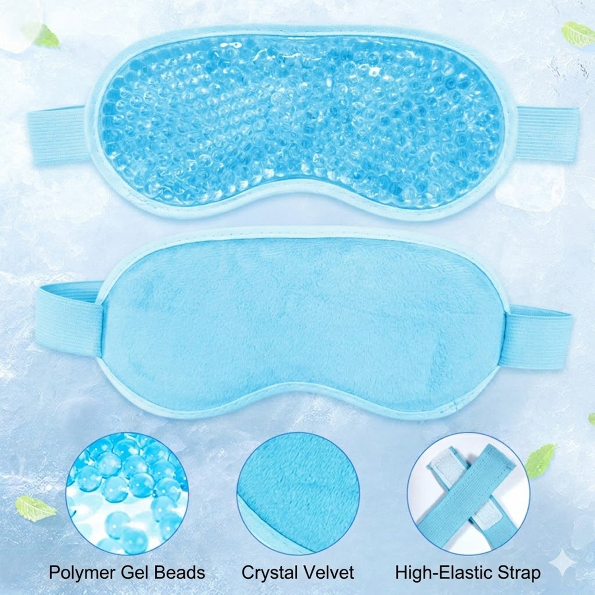 Anna-Kaci Reusable Gel Bead Eye Mask Hot and Cold Compress PVC Eye Cover with Adjustable Strap