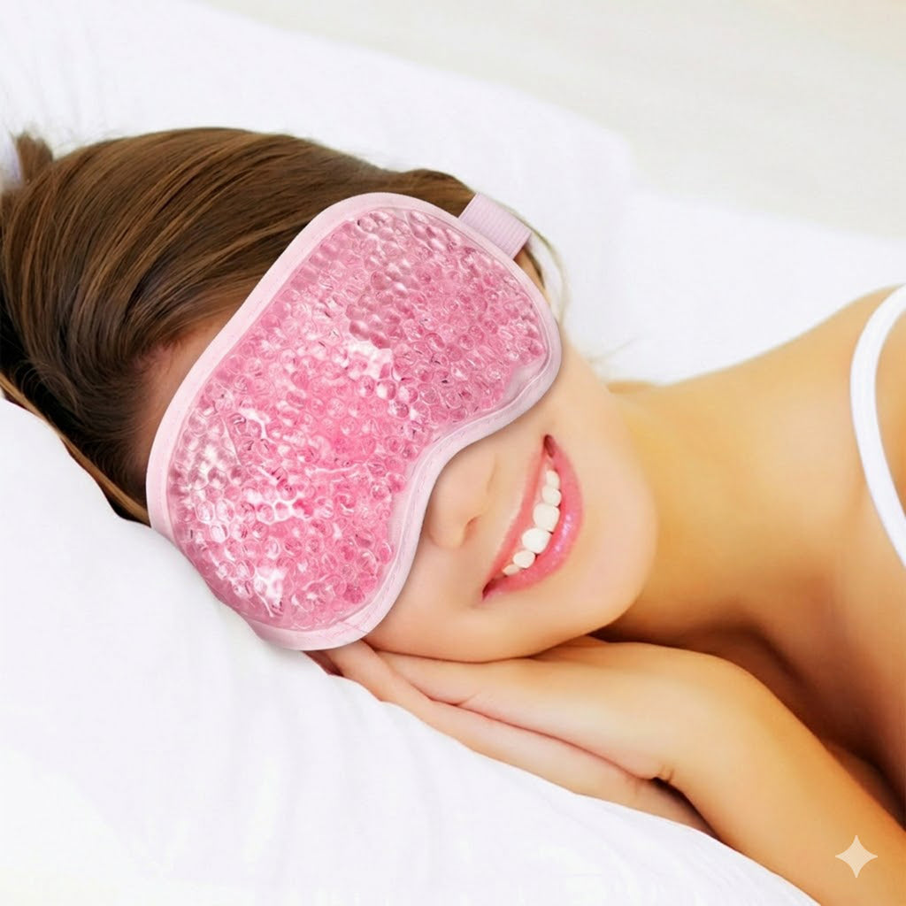 Anna-Kaci Reusable Gel Bead Eye Mask Hot and Cold Compress PVC Eye Cover with Adjustable Strap