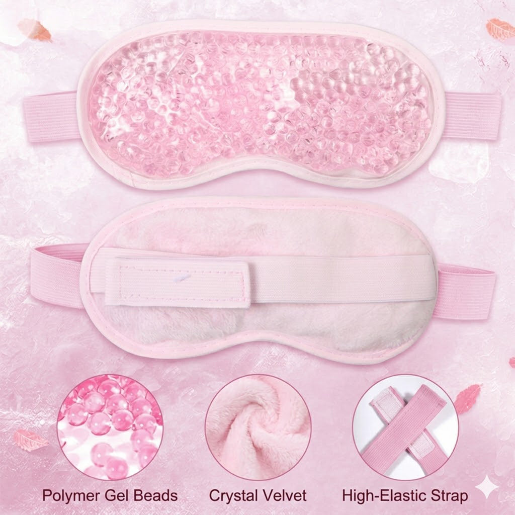 Anna-Kaci Reusable Gel Bead Eye Mask Hot and Cold Compress PVC Eye Cover with Adjustable Strap