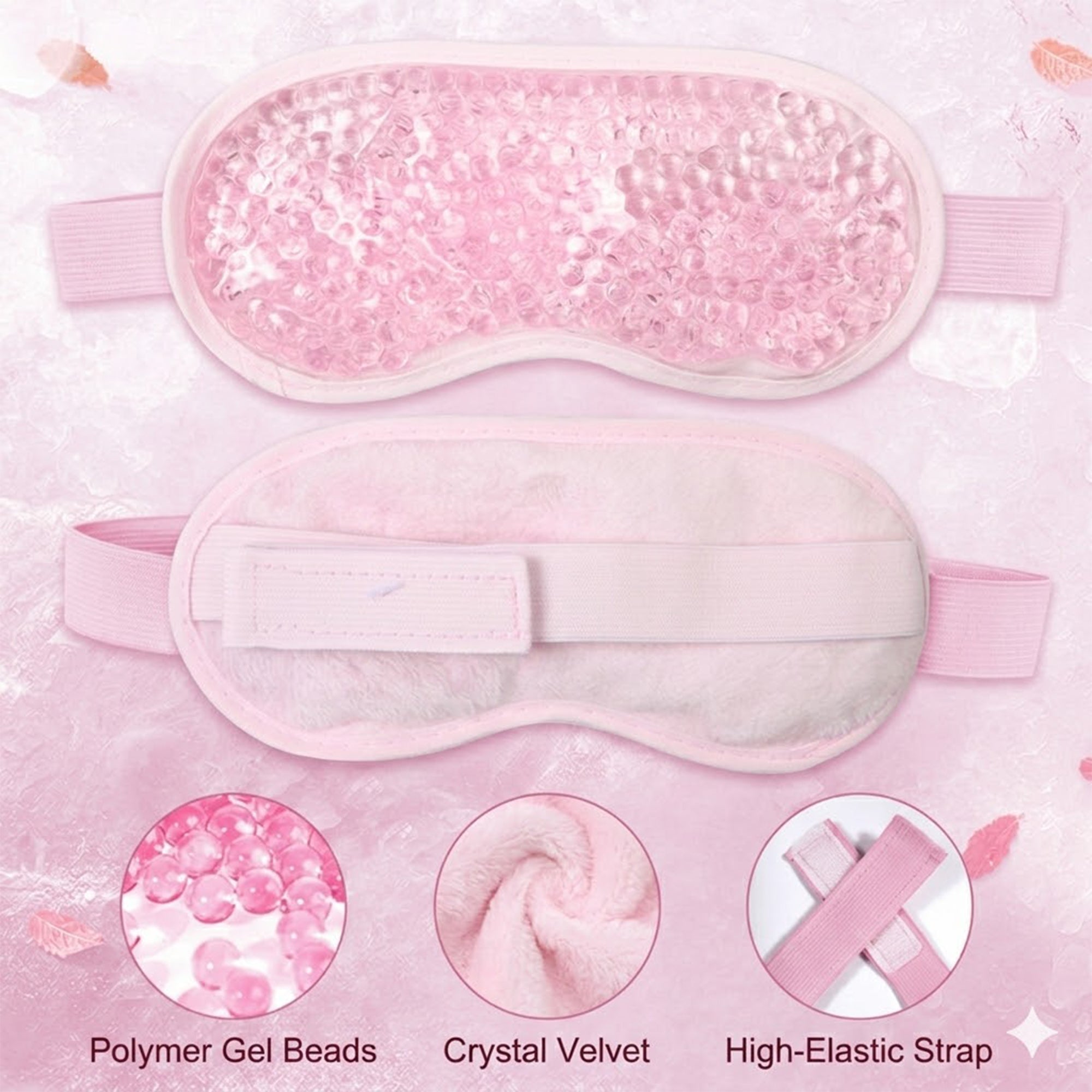 Anna-Kaci Reusable Gel Bead Eye Mask Hot and Cold Compress PVC Eye Cover with Adjustable Strap