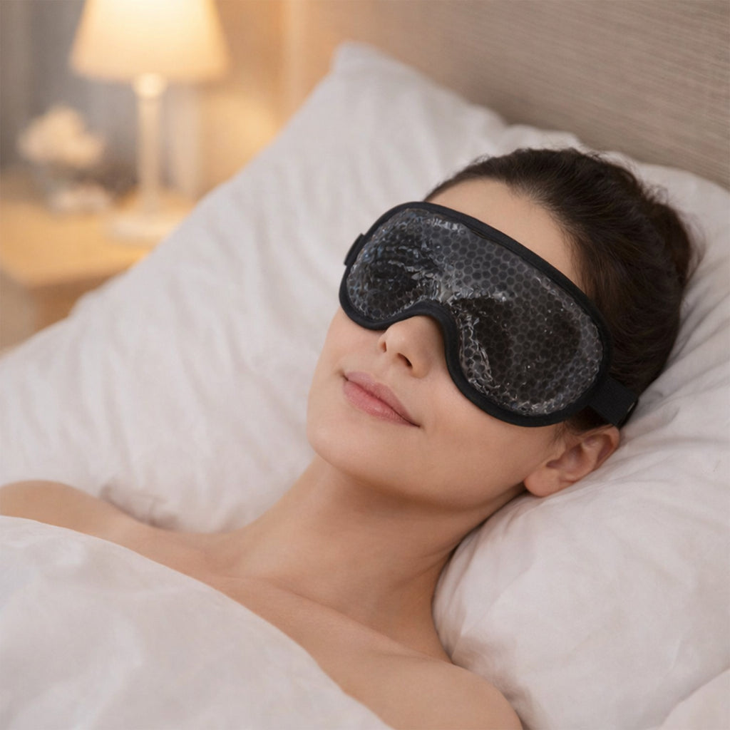 Anna-Kaci Reusable Gel Bead Eye Mask Hot and Cold Compress with PVC Exterior Adjustable Strap Design