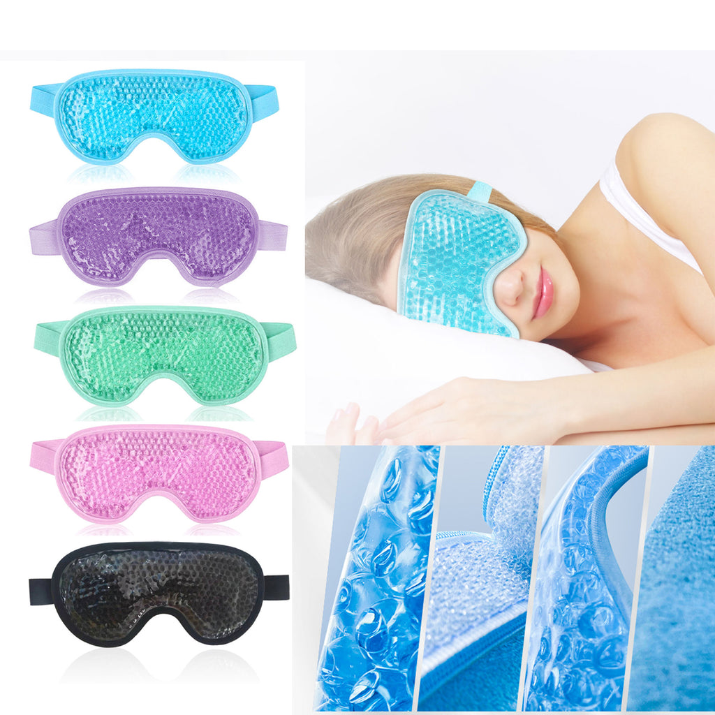 Anna-Kaci Reusable Gel Bead Eye Mask Hot and Cold Compress with PVC Exterior Adjustable Strap Design