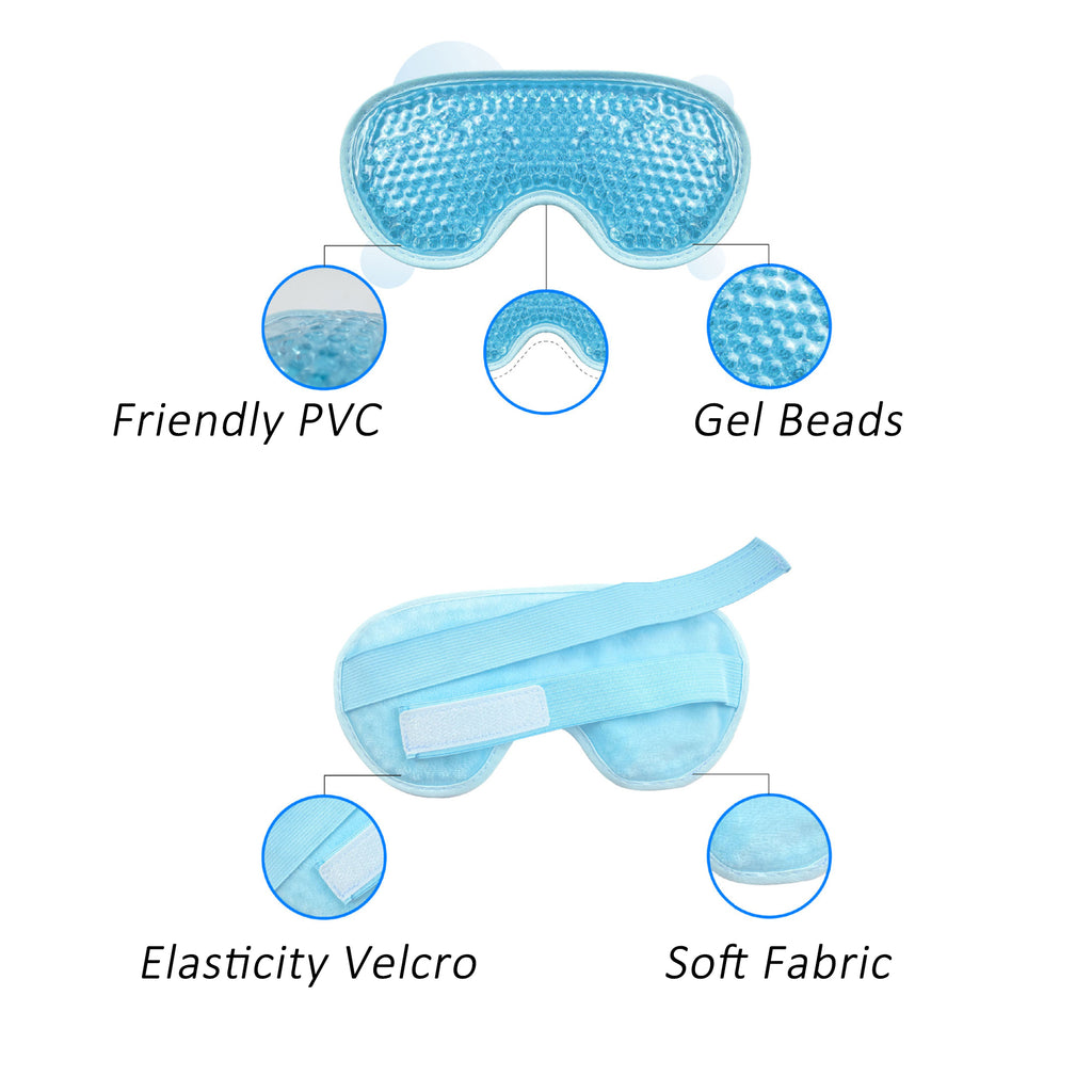 Anna-Kaci Reusable Gel Bead Eye Mask Hot and Cold Compress with PVC Exterior Adjustable Strap Design