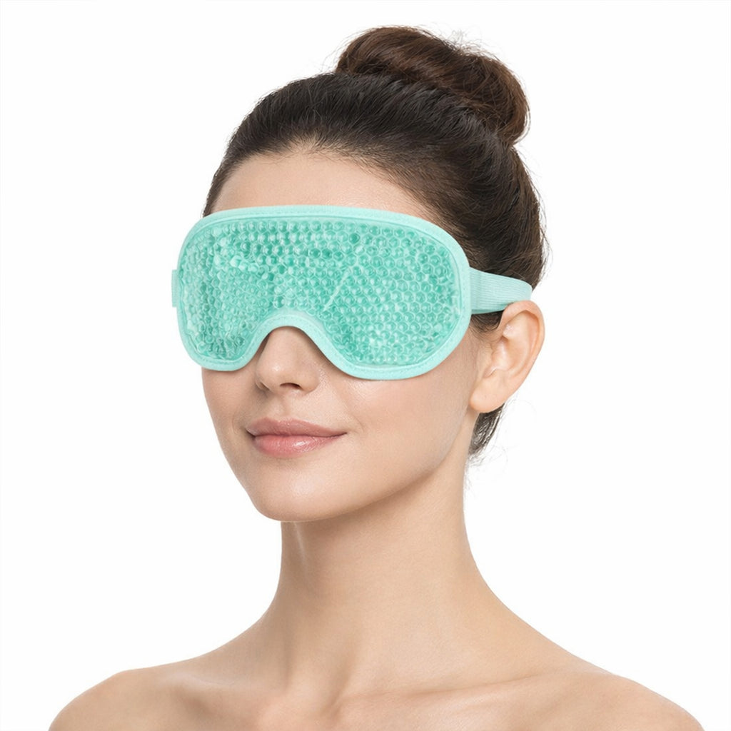 Anna-Kaci Reusable Gel Bead Eye Mask Hot and Cold Compress with PVC Exterior Adjustable Strap Design