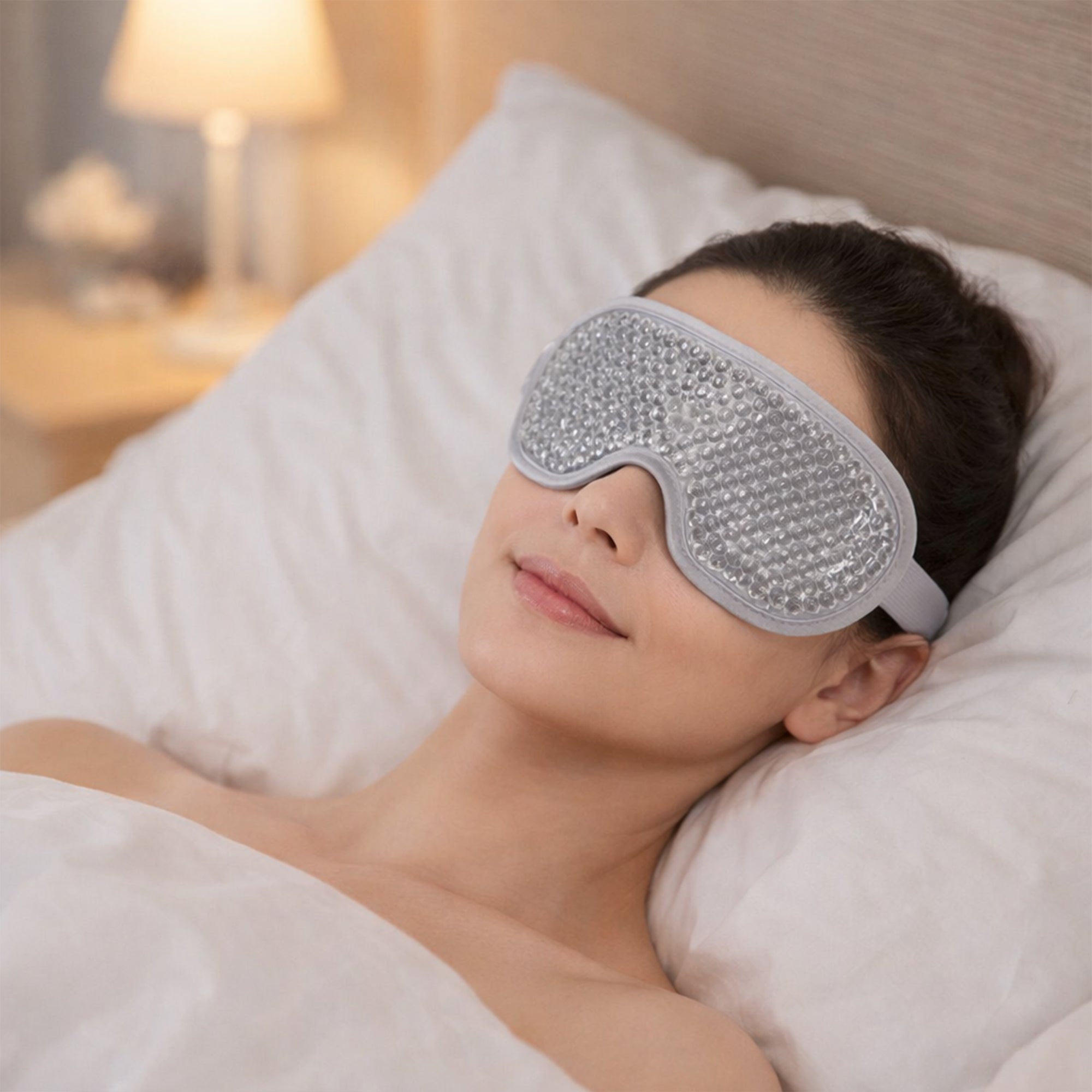 Anna-Kaci Reusable Gel Bead Eye Mask Hot and Cold Compress with PVC Exterior Adjustable Strap Design