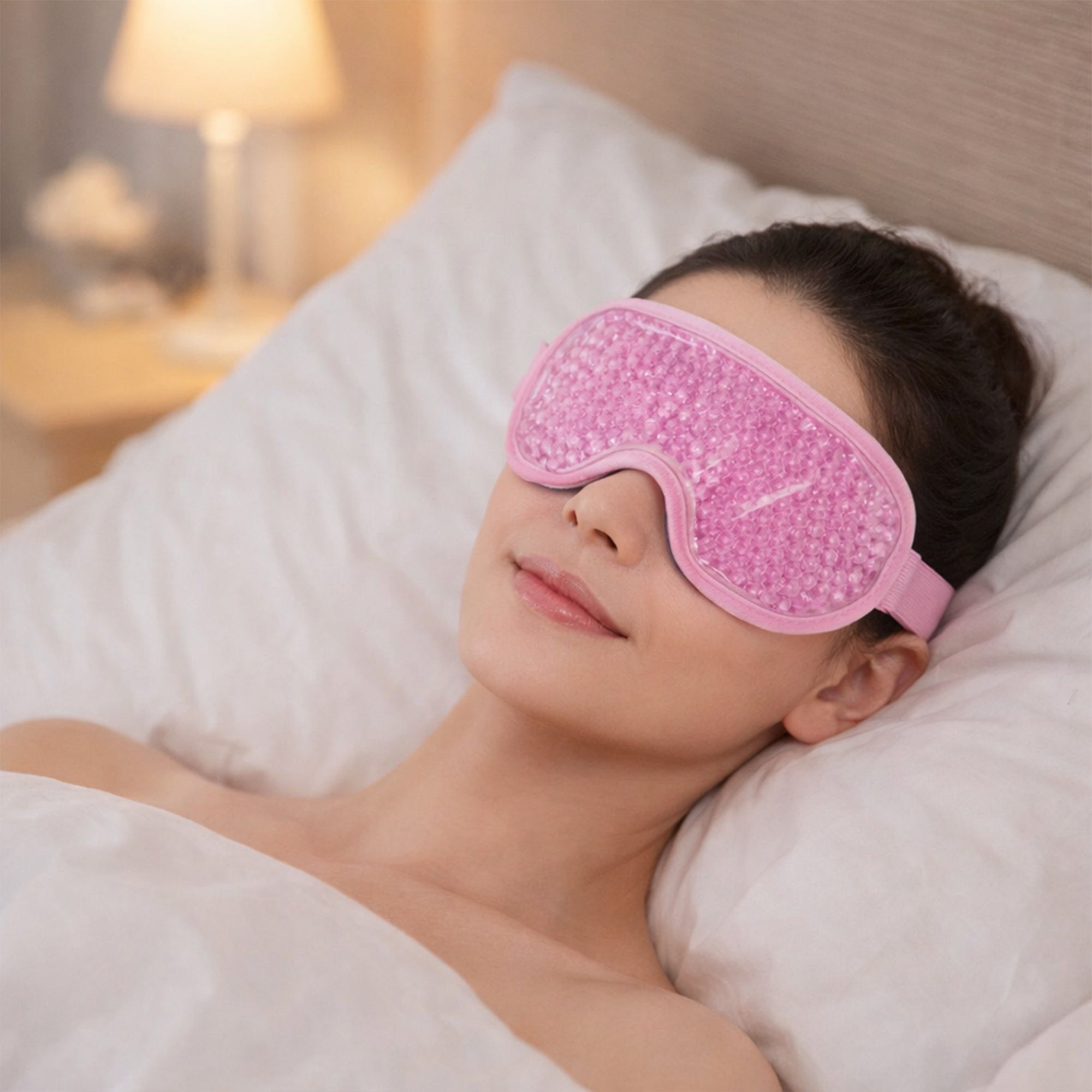 Anna-Kaci Reusable Gel Bead Eye Mask Hot and Cold Compress with PVC Exterior Adjustable Strap Design