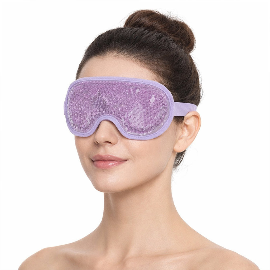 Anna-Kaci Reusable Gel Bead Eye Mask Hot and Cold Compress with PVC Exterior Adjustable Strap Design
