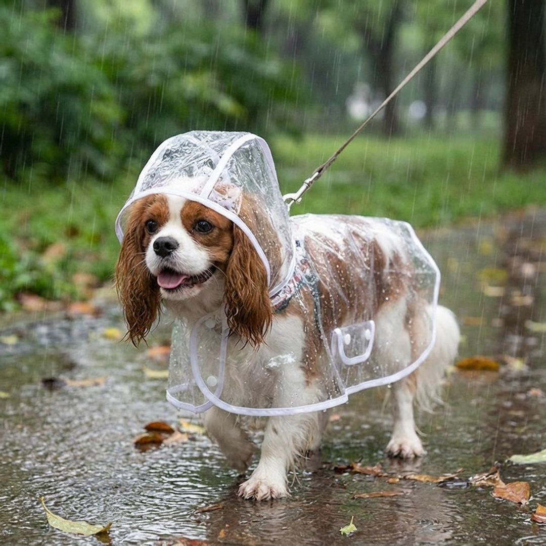 Anna-Kaci Clear Dog Raincoat Hooded Waterproof Pet Rain Jacket with Leash Hole for Small Medium Dogs