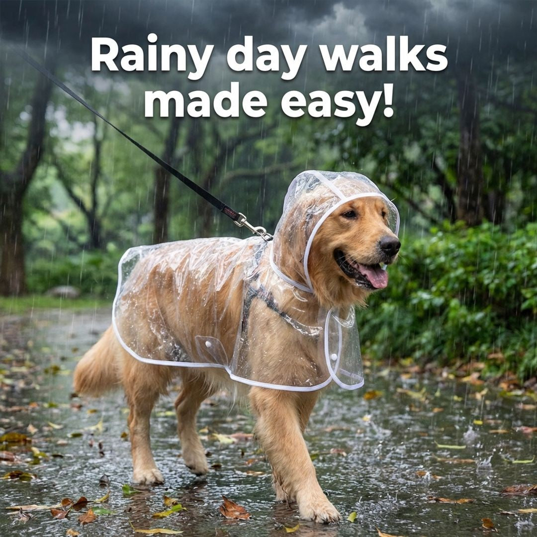Anna-Kaci Clear Dog Raincoat Hooded Waterproof Pet Rain Jacket with Leash Hole for Small Medium Dogs