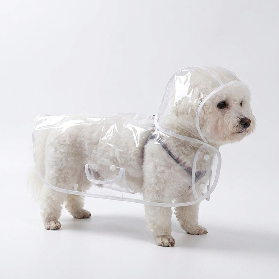 Anna-Kaci Clear Dog Raincoat Hooded Waterproof Pet Rain Jacket with Leash Hole for Small Medium Dogs