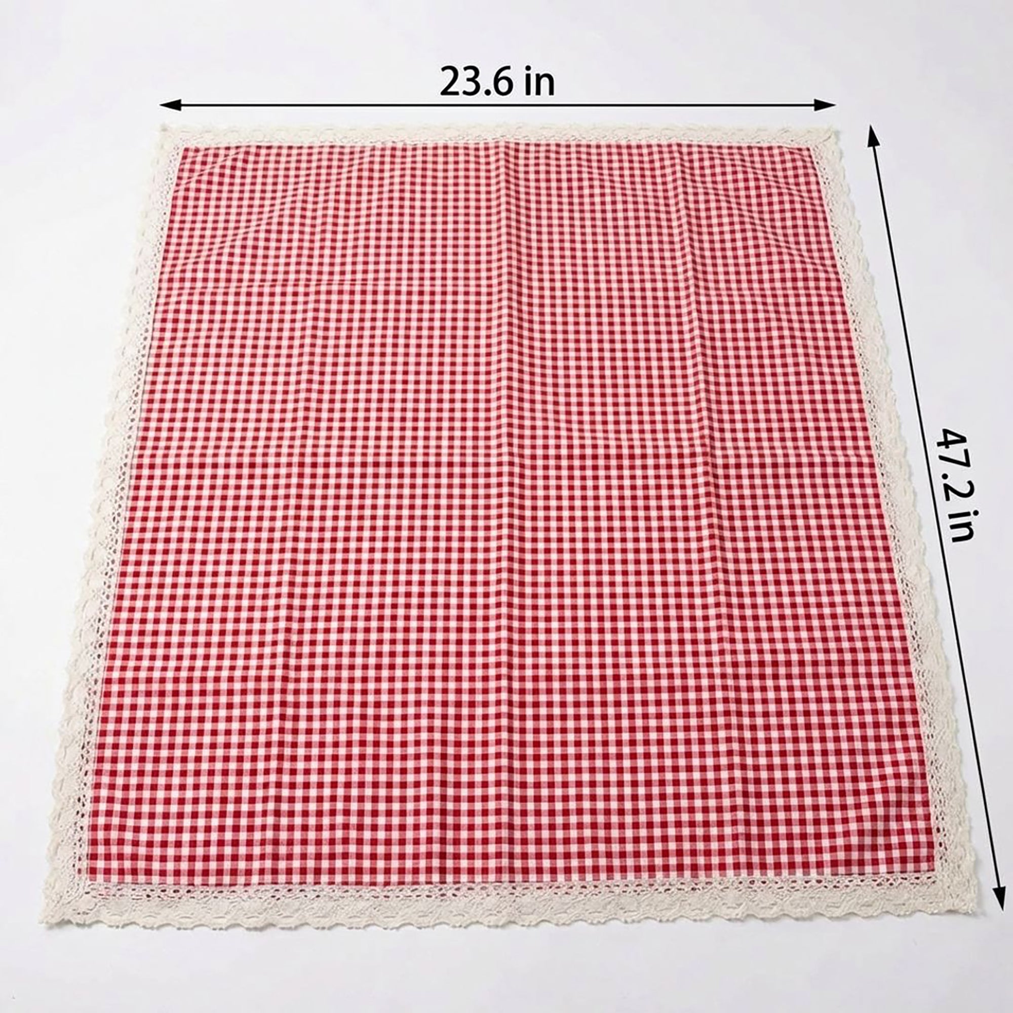 Anna-Kaci Gingham Picnic Blanket Outdoor Picnic Mat with Lace Trim for Park Beach Camping
