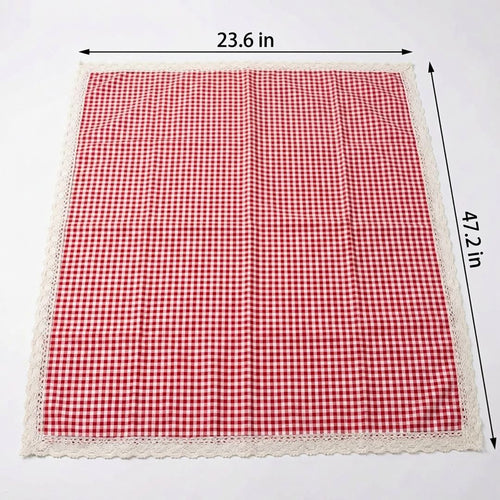 Anna-Kaci Gingham Picnic Blanket Outdoor Picnic Mat with Lace Trim for Park Beach Camping