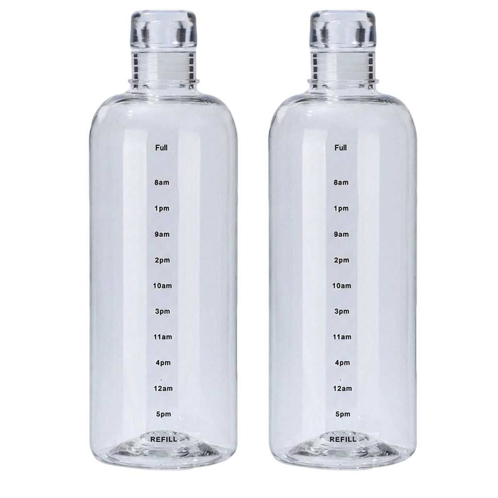 Anna-Kaci 2 Pack Clear Water Bottle Reusable Plastic Drinking Bottle Leakproof Wide Mouth Hydration Bottle