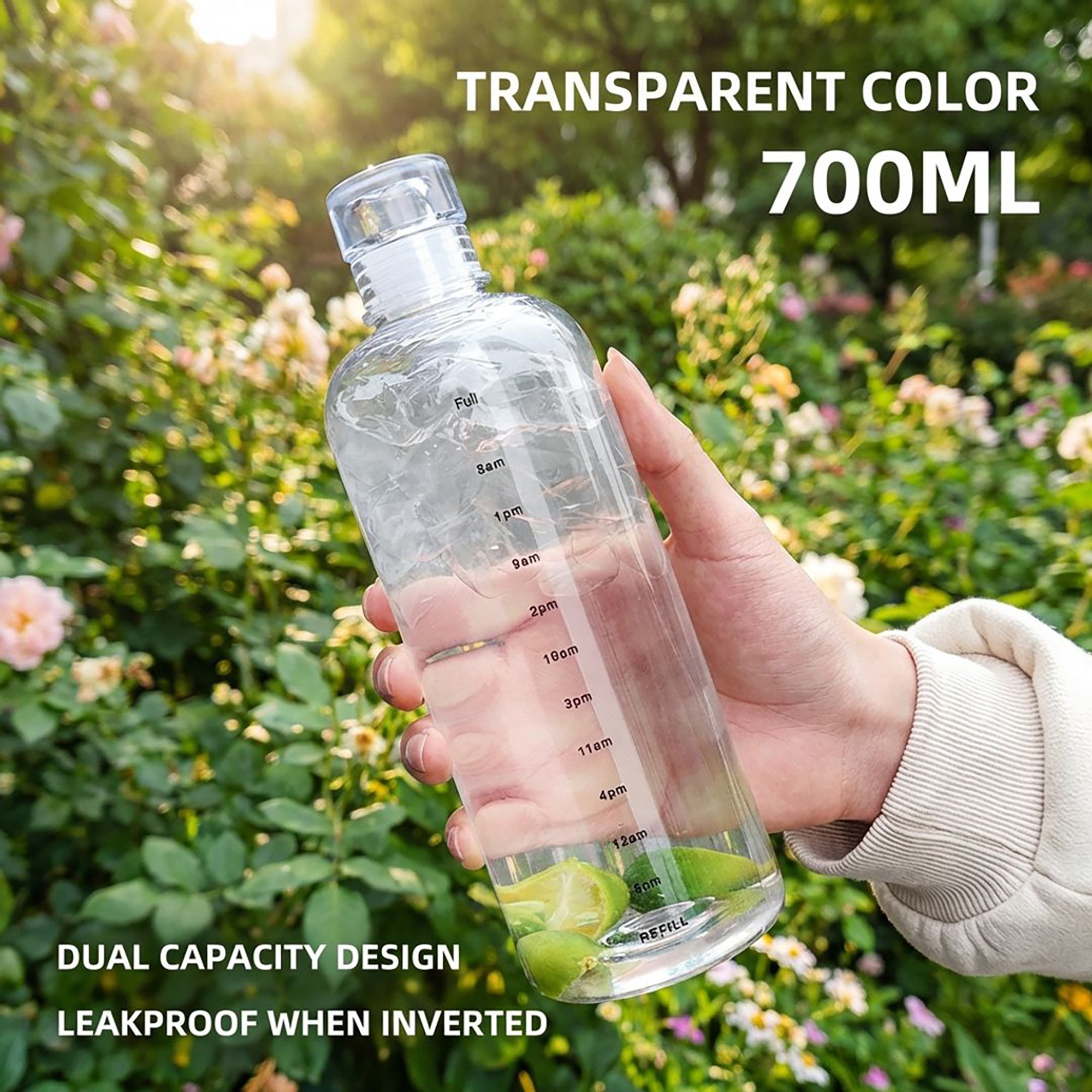 Anna-Kaci 2 Pack Clear Water Bottle Reusable Plastic Drinking Bottle Leakproof Wide Mouth Hydration Bottle