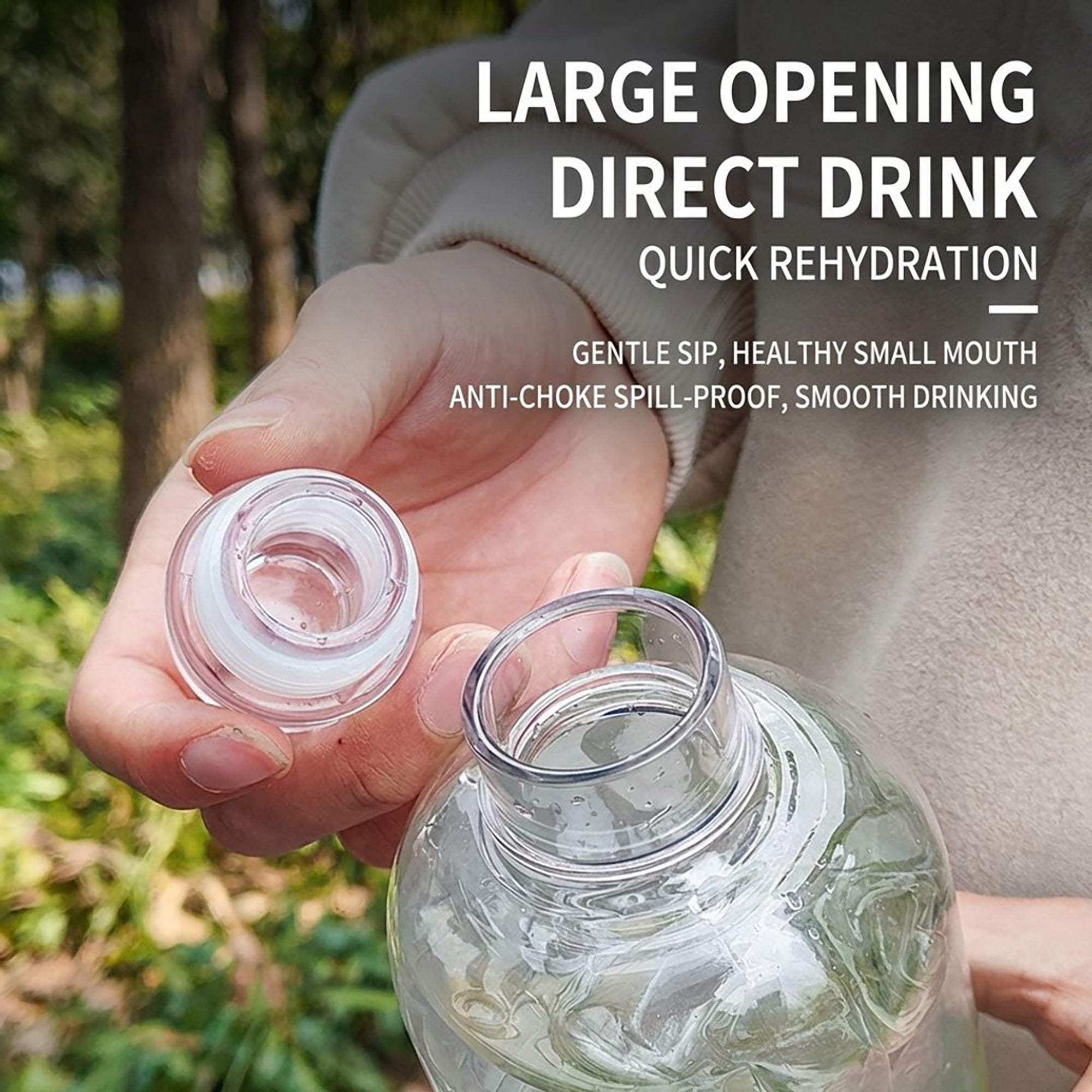 Anna-Kaci 2 Pack Clear Water Bottle Reusable Plastic Drinking Bottle Leakproof Wide Mouth Hydration Bottle