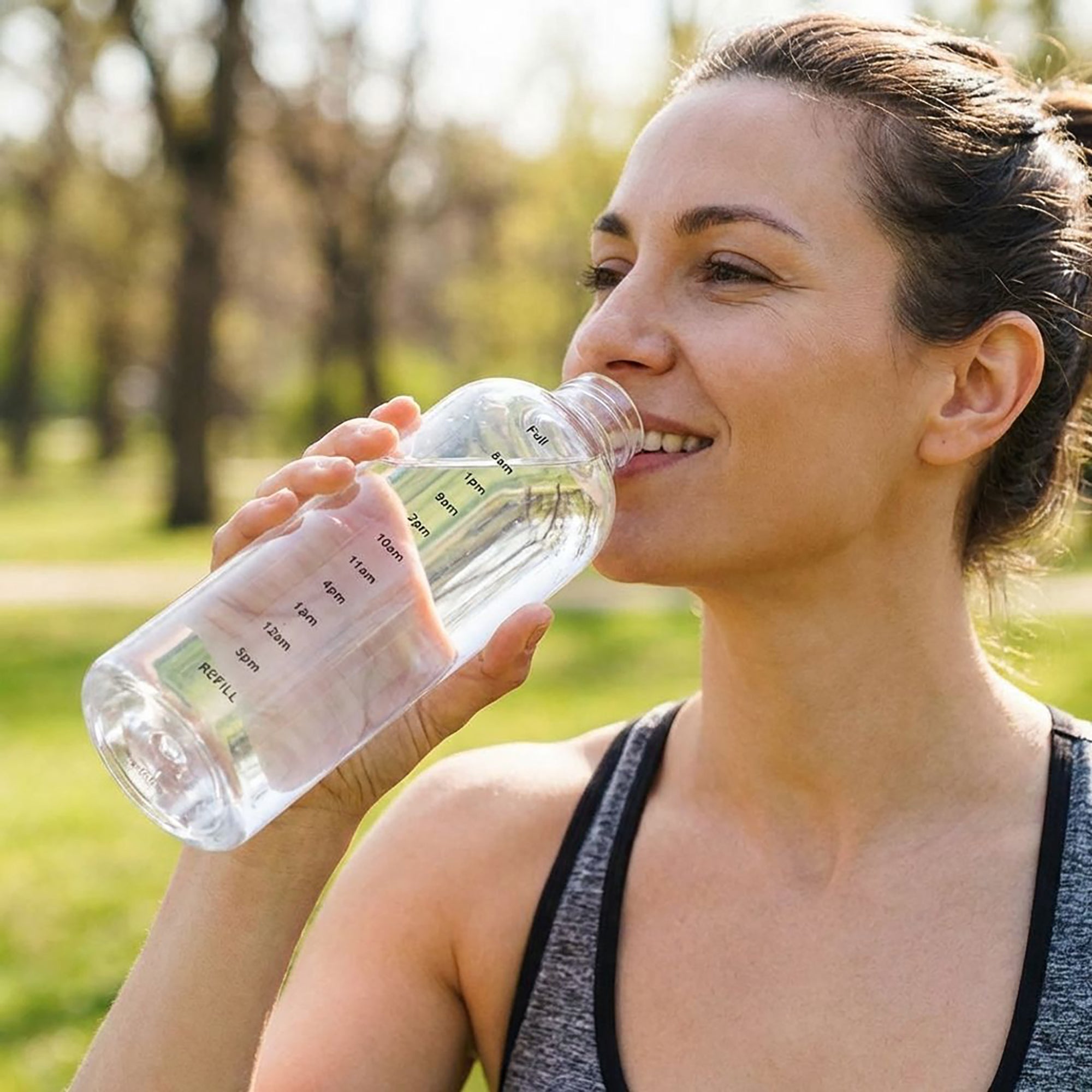Anna-Kaci 2 Pack Clear Water Bottle Reusable Plastic Drinking Bottle Leakproof Wide Mouth Hydration Bottle