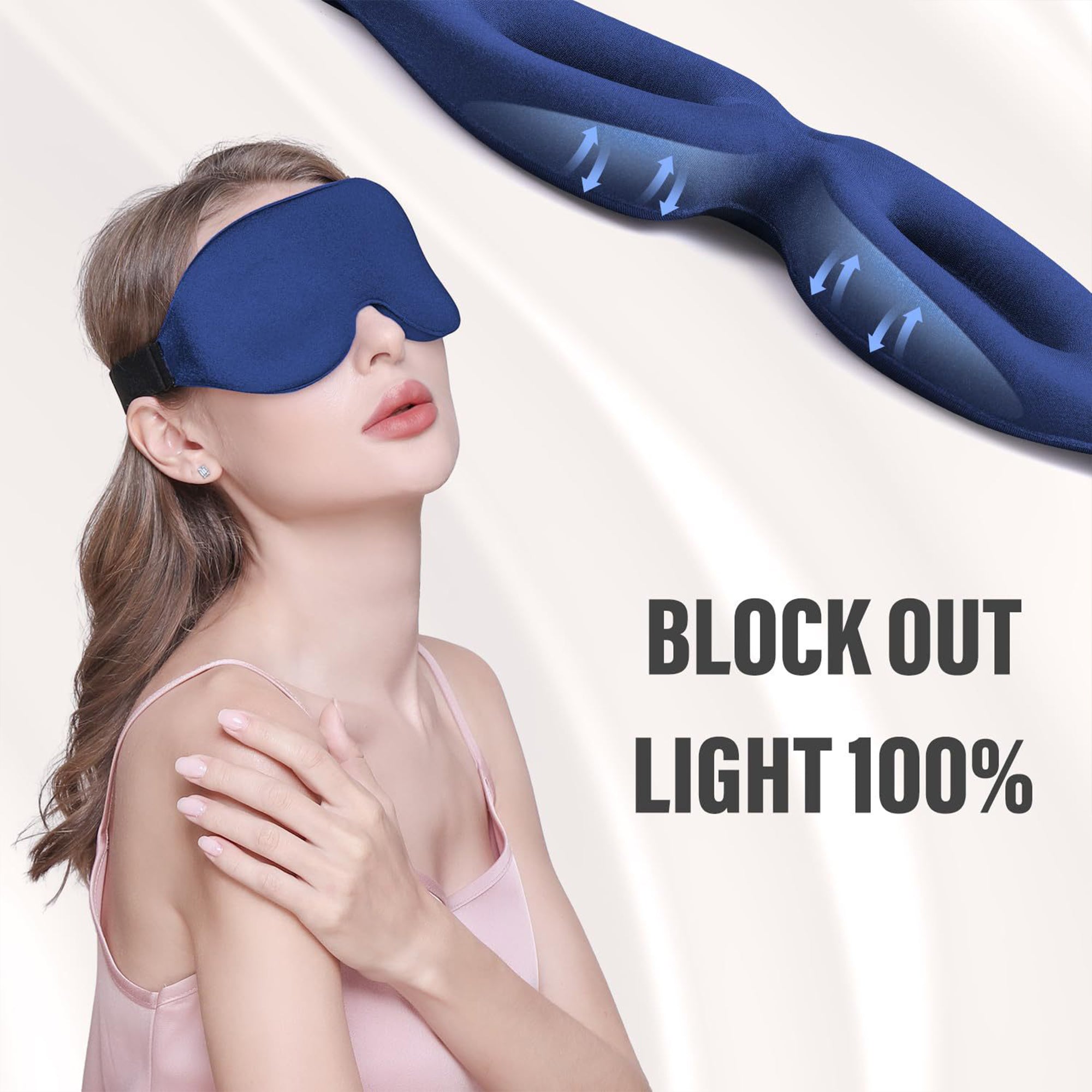 Anna-Kaci 3D Contoured Sleep Eye Mask for Women and Men Adjustable Strap Light Blocking Eye Cover