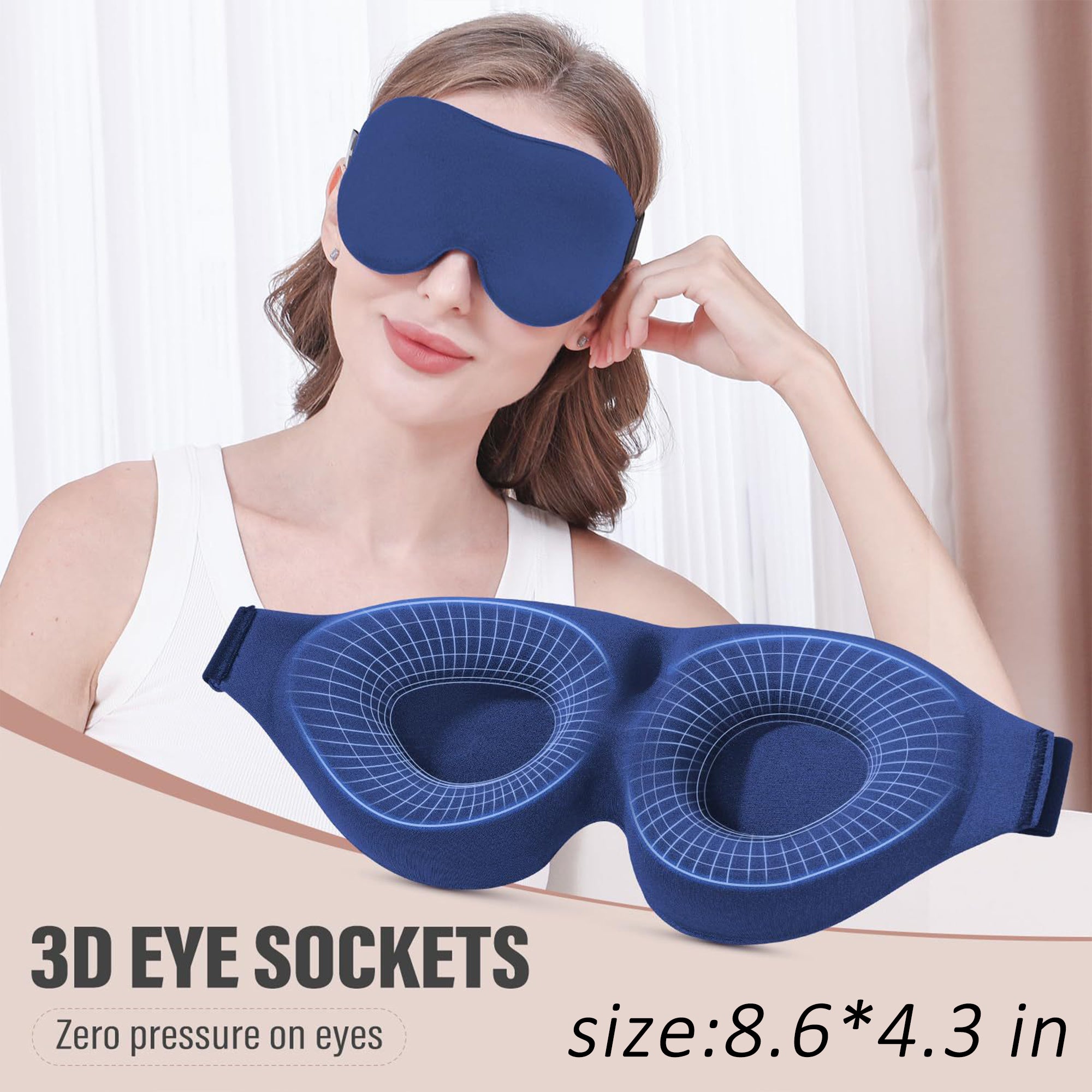 Anna-Kaci 3D Contoured Sleep Eye Mask for Women and Men Adjustable Strap Light Blocking Eye Cover
