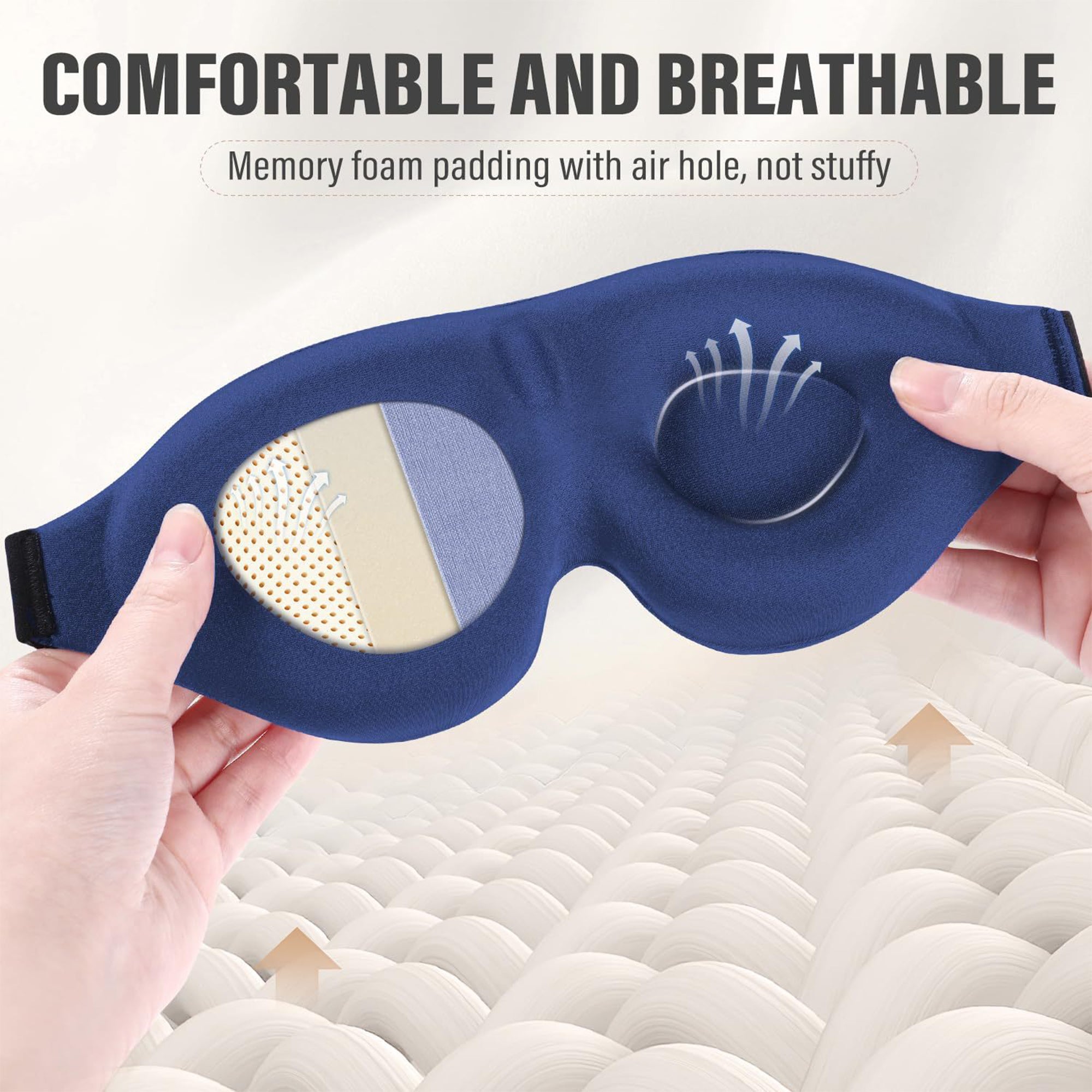 Anna-Kaci 3D Contoured Sleep Eye Mask for Women and Men Adjustable Strap Light Blocking Eye Cover