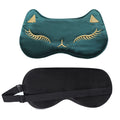 Anna-Kaci Cat Embroidered Silk Sleep Mask Adjustable Strap Soft Eye Mask for Travel Nap Night Sleep Light