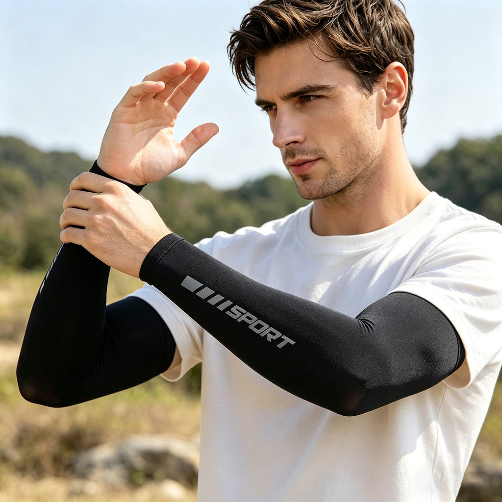 Anna-Kaci Unisex Arm Sleeves 2 Pair Set Breathable Stretch Sun Sleeves for Sports Outdoor Activities