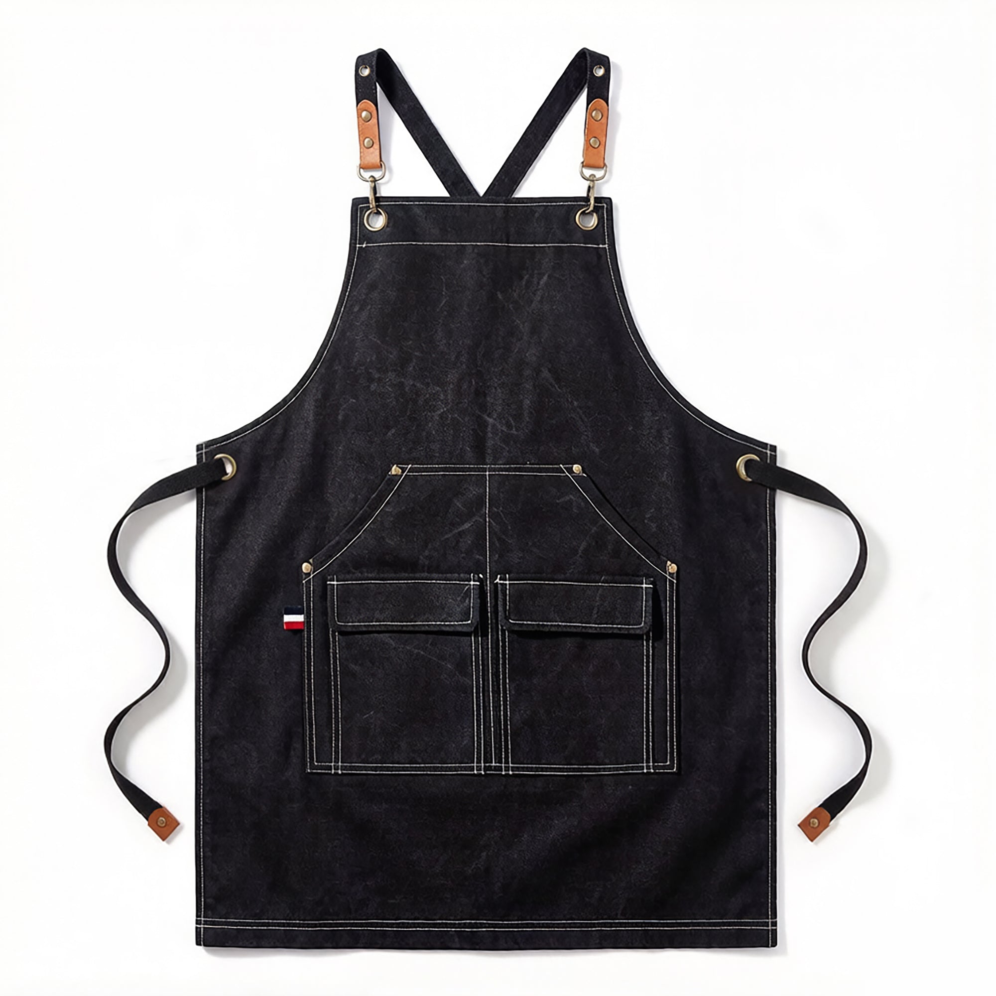 Anna-Kaci Cotton Kitchen Apron with Adjustable Cross Back Straps Multi Pocket Cooking Apron